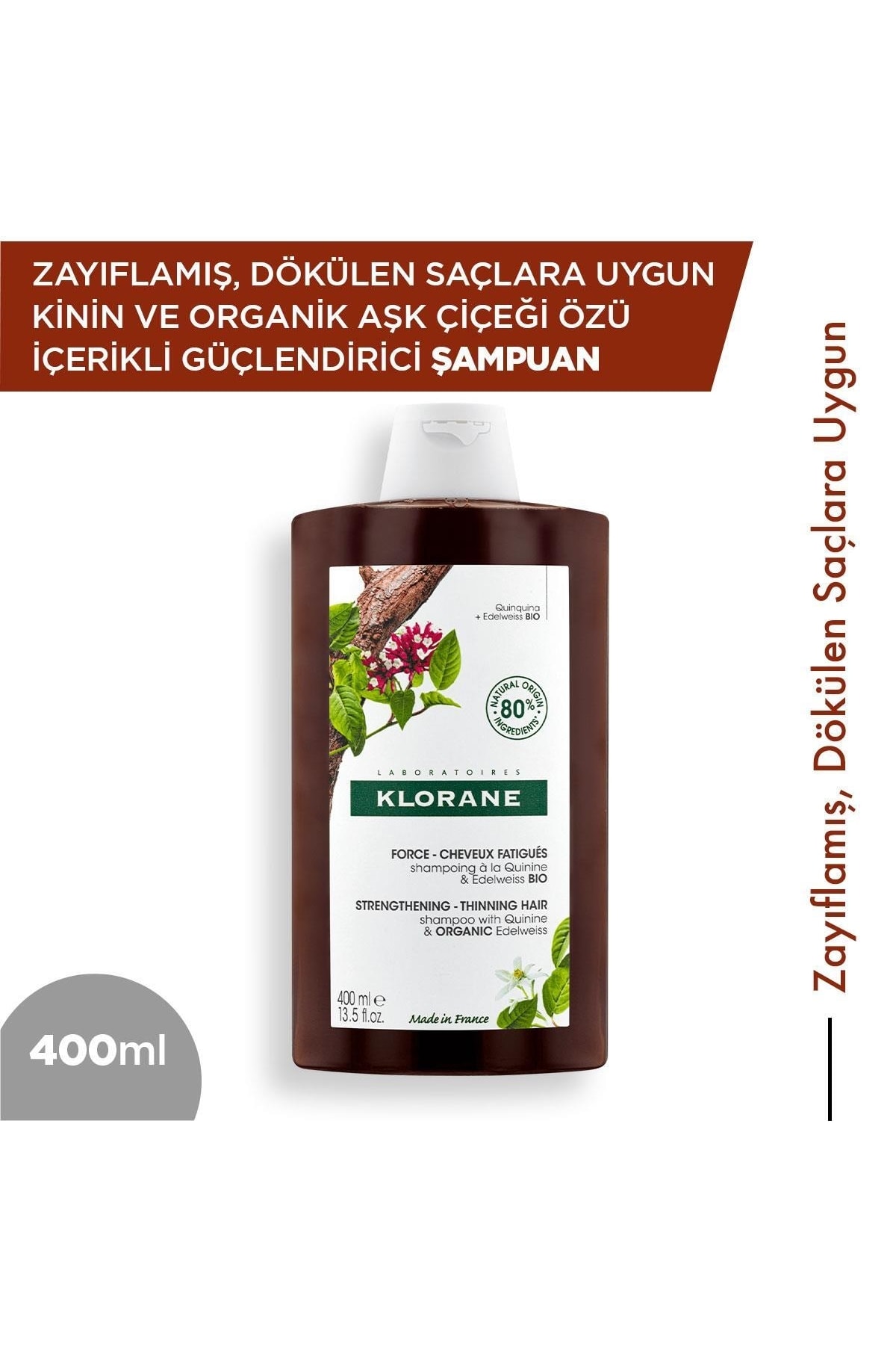 Klorane Kinin ve Organik Aşk Çiçeği Özlü Güçlendirici Şampuan 400 ml