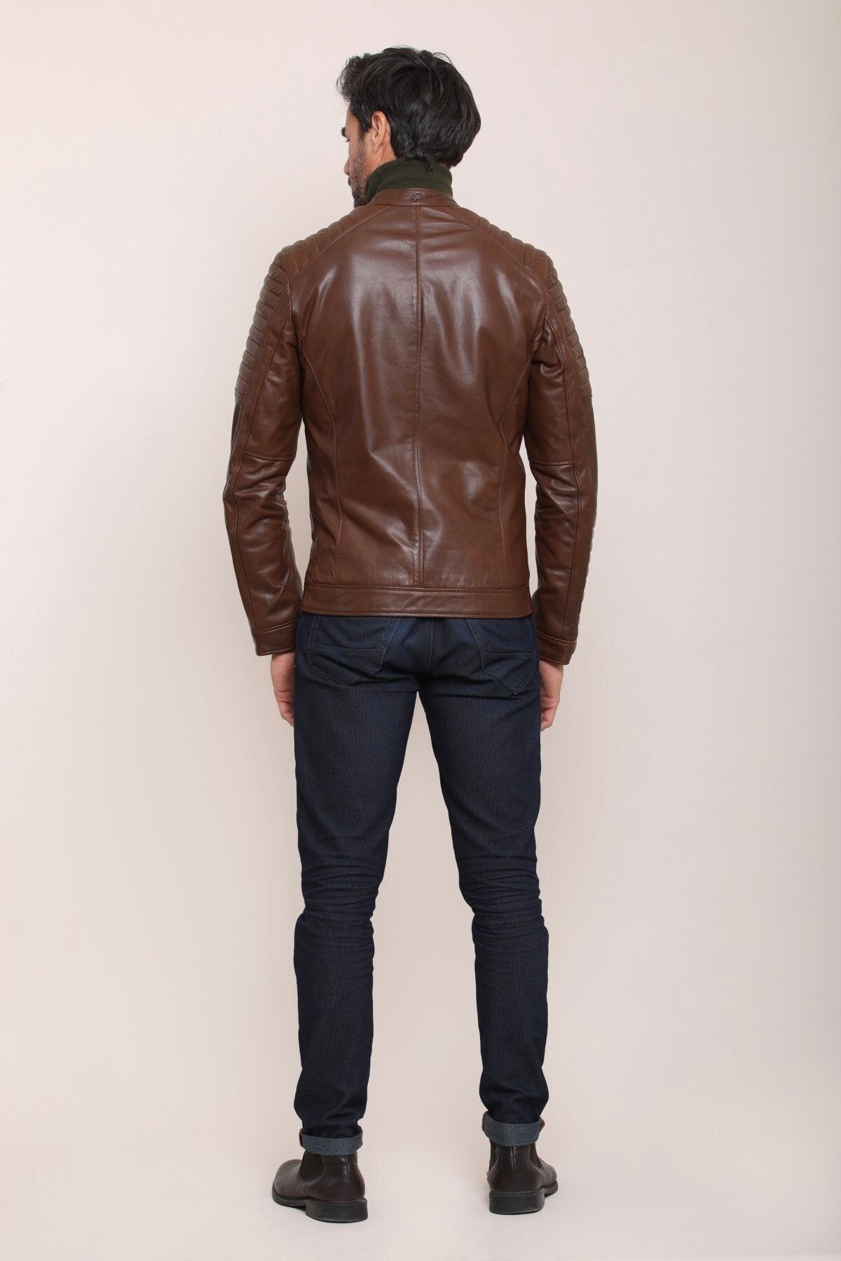 Gian Mori Men s Tan Leather Jacket Trendyol