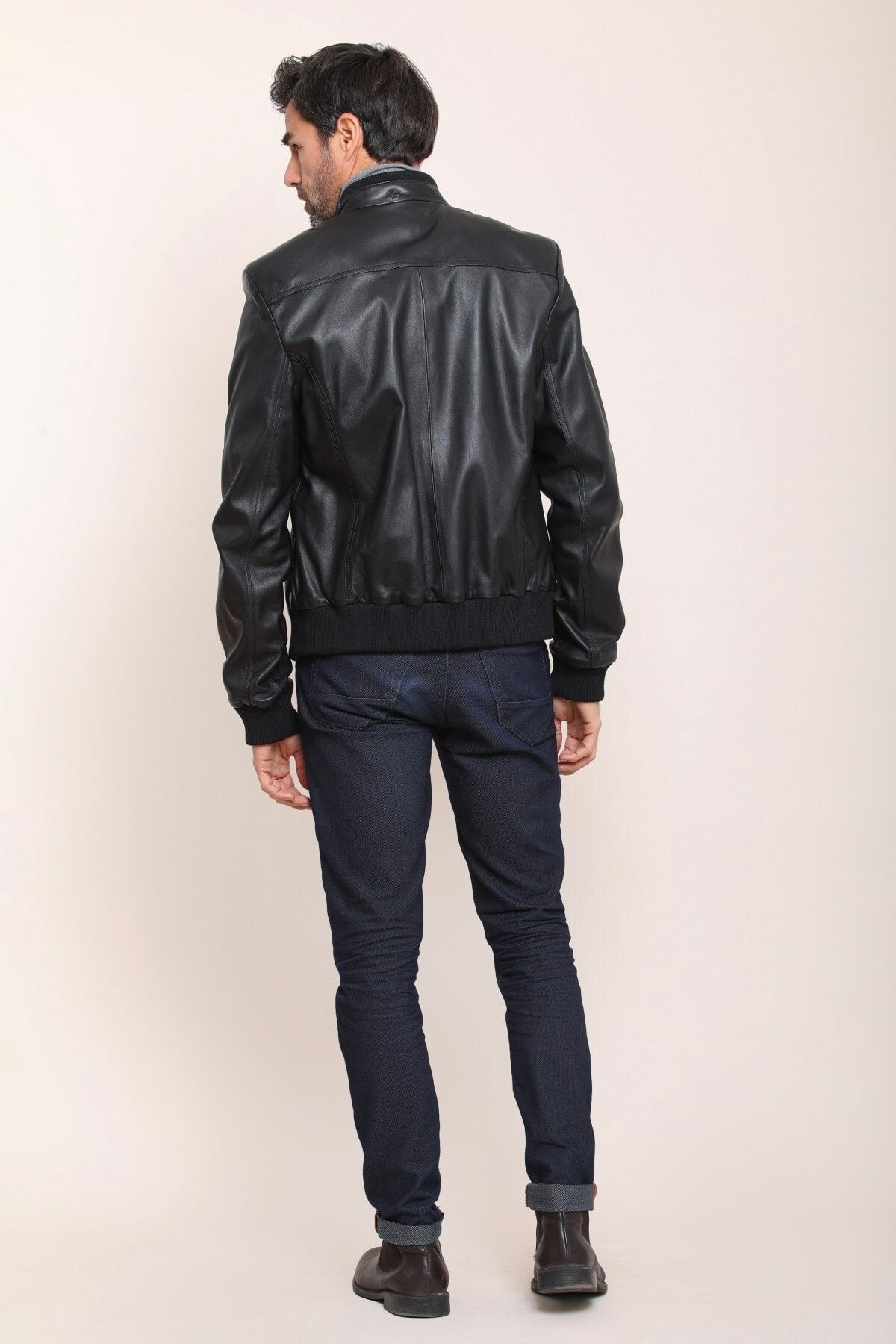 Gian Mori Black Men s Leather Jacket Trendyol