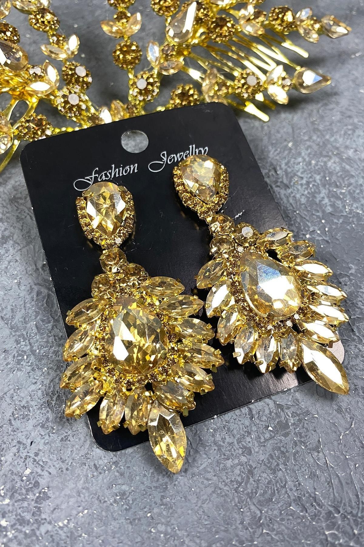 GELD Set De Accesorii Pentru Păr Și Cercei Cu Coroană Cu Henna Pentru Femei, Cu Două Frunze, Model Helen – Taç Femeie - Single Dimension