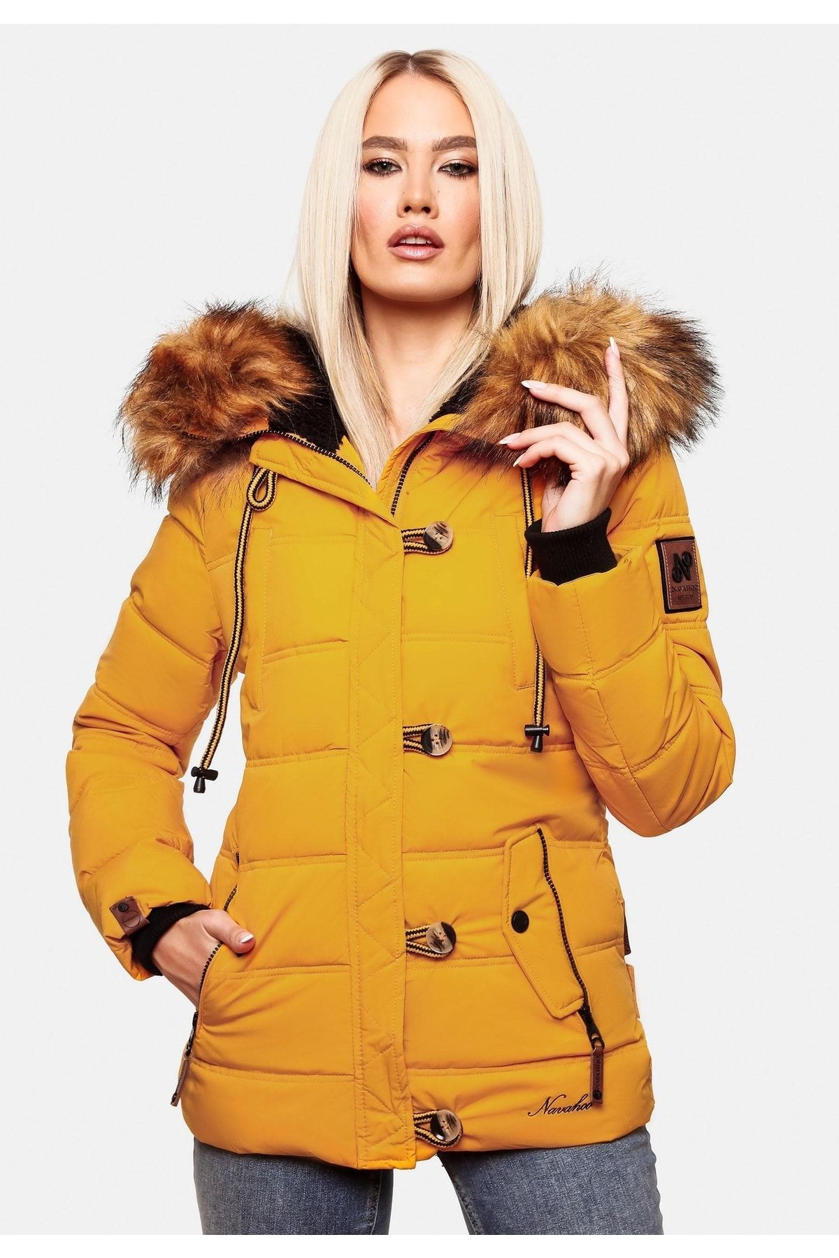 Navahoo Winterjacke - Gelb - Puffer - Trendyol