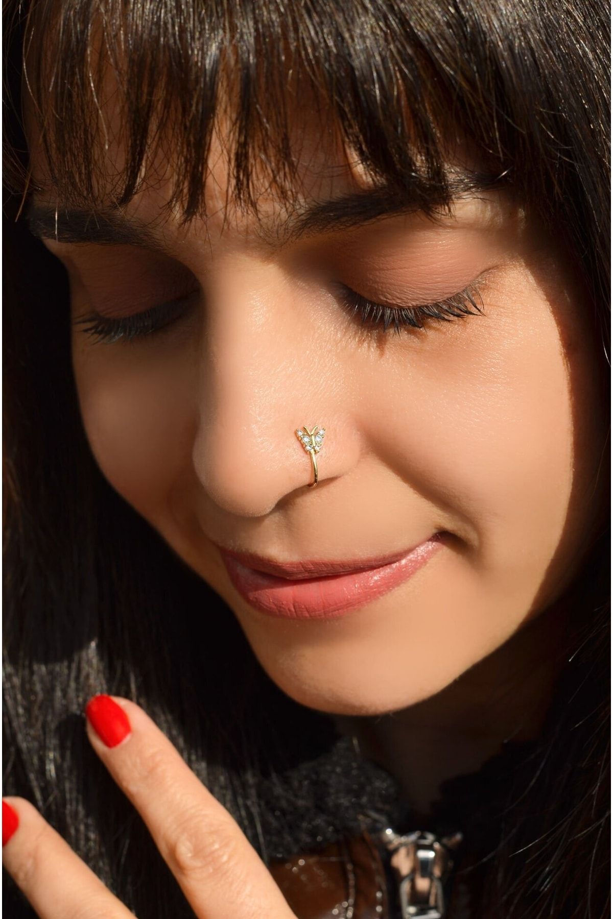 Sacce Scarves Accessories Mini Butterfly Compressed Nose Ring Gold