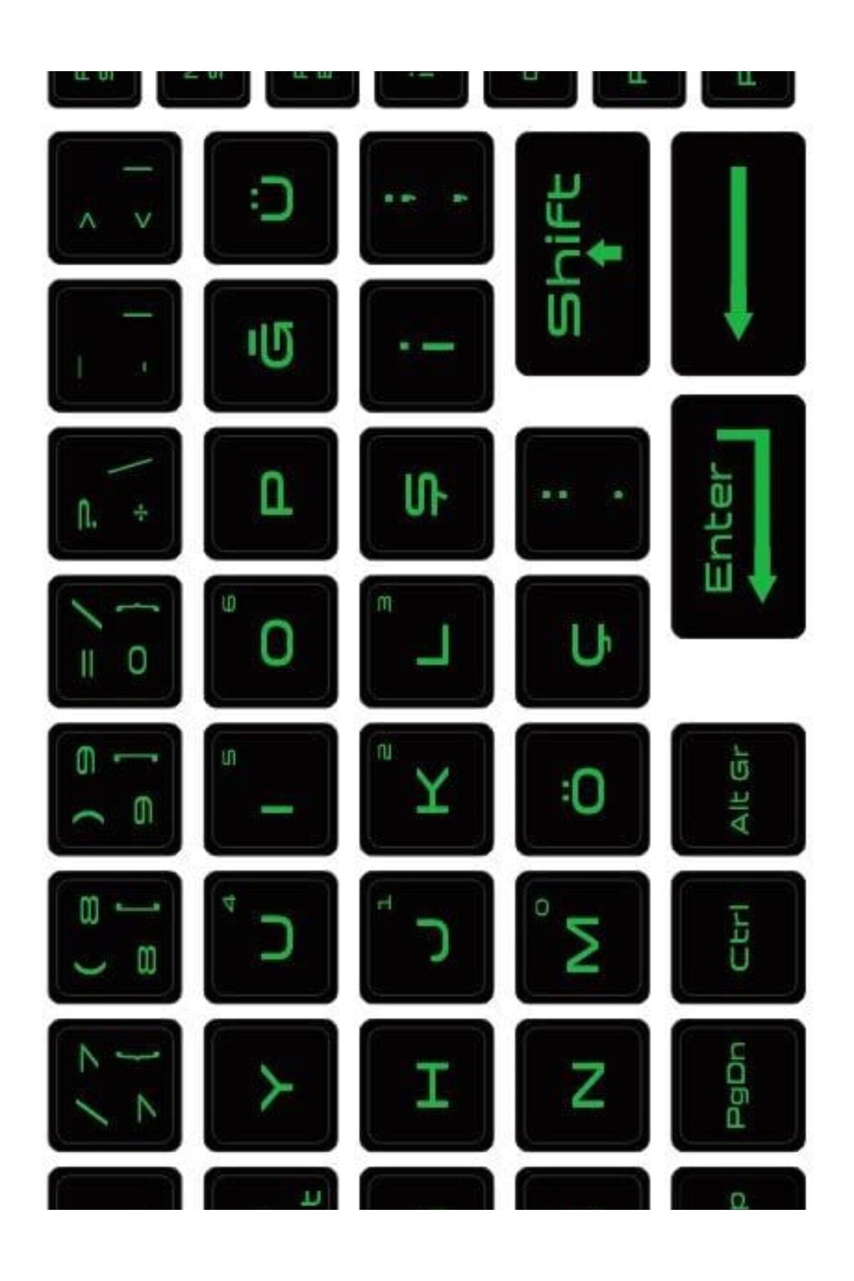 Klavye Sticker, Türkçe Q Klavye Etiketi Laptop Pc Sticker Yeşil 6
