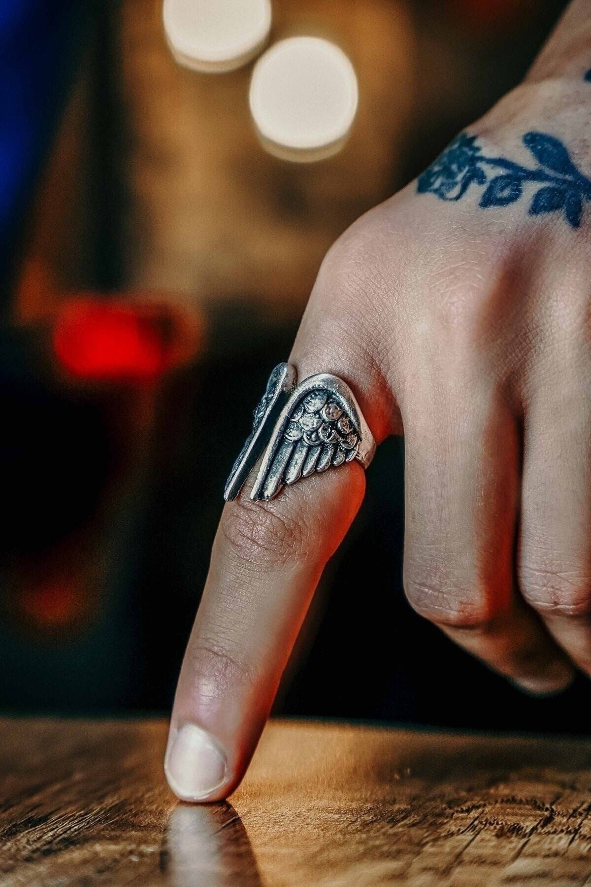 Angel wings discount ring silver
