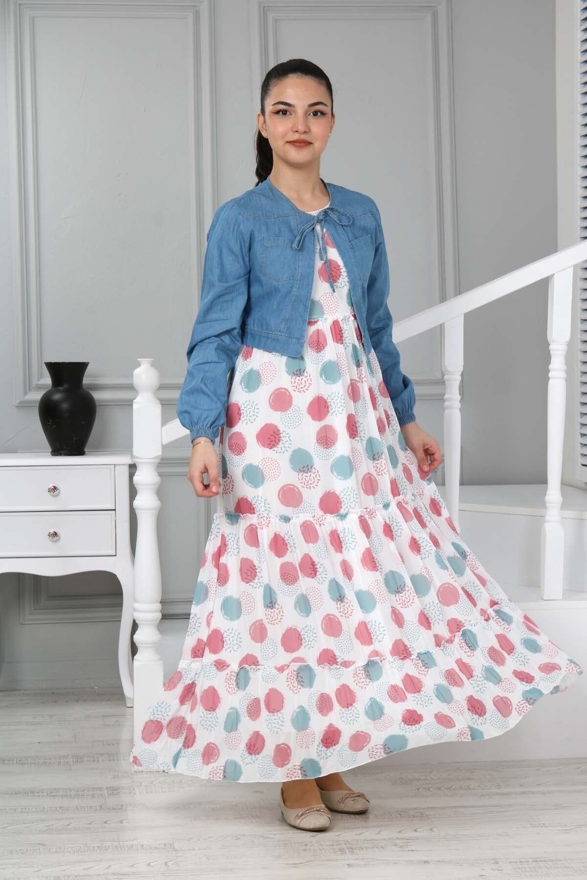 Denim chiffon maxi dress hot sale