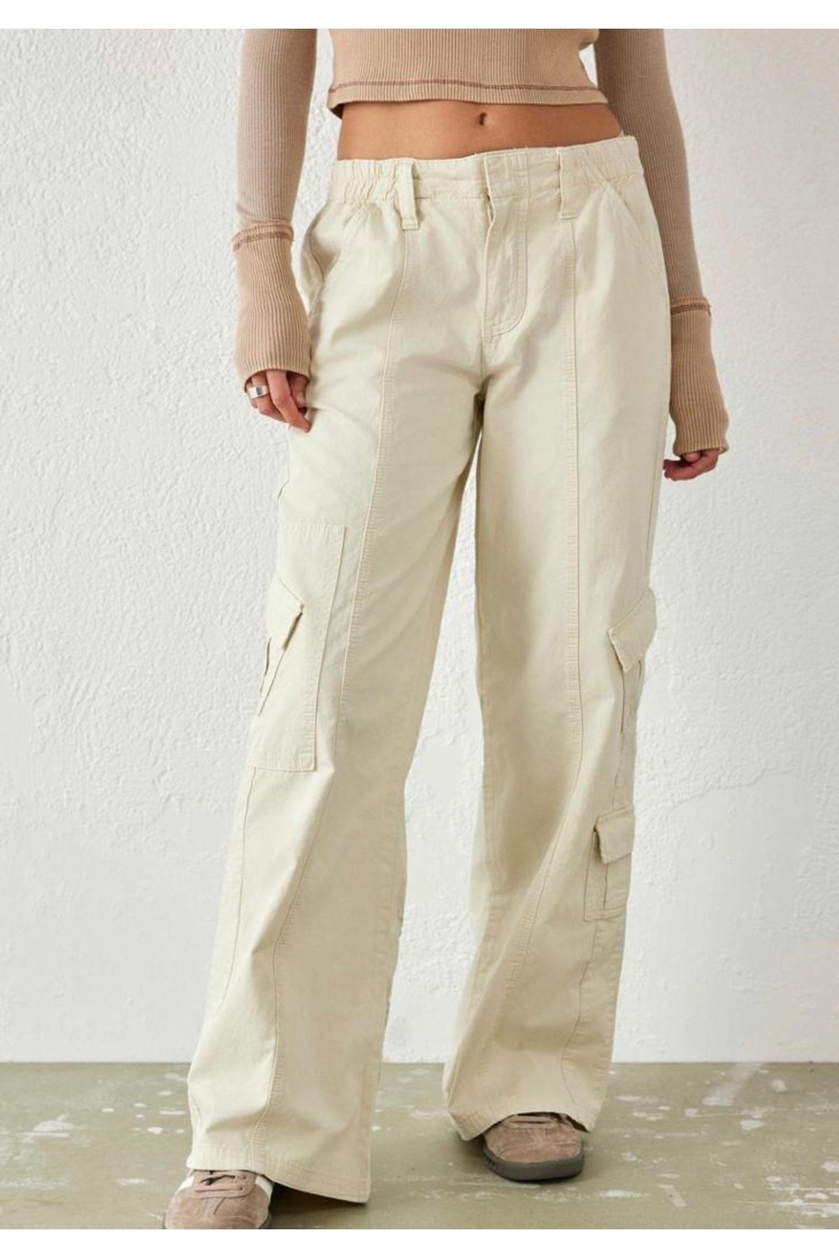 BDG Embroidered Y2k Cargo Pants in Natural