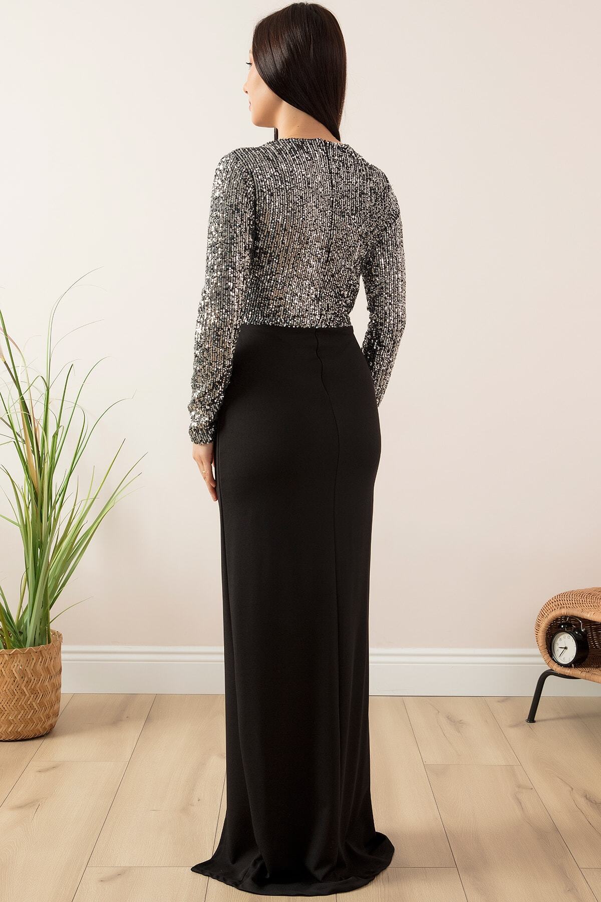 PULLIMM-Rochie de seară lungă cu decolteu în V 13067 6