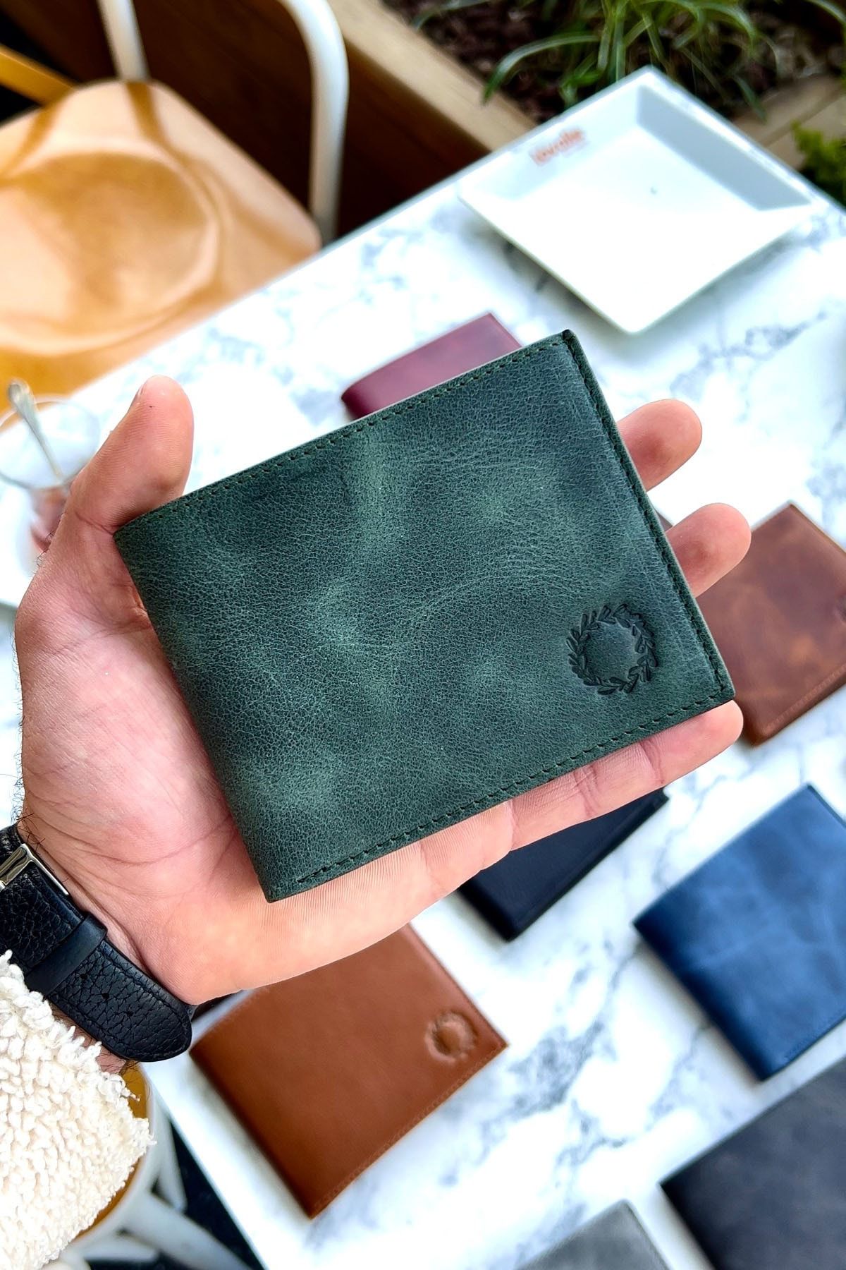 کیف پول مردانه NYC VINTAGE GREEN مردانه'S GREANT LEATH CüzCan