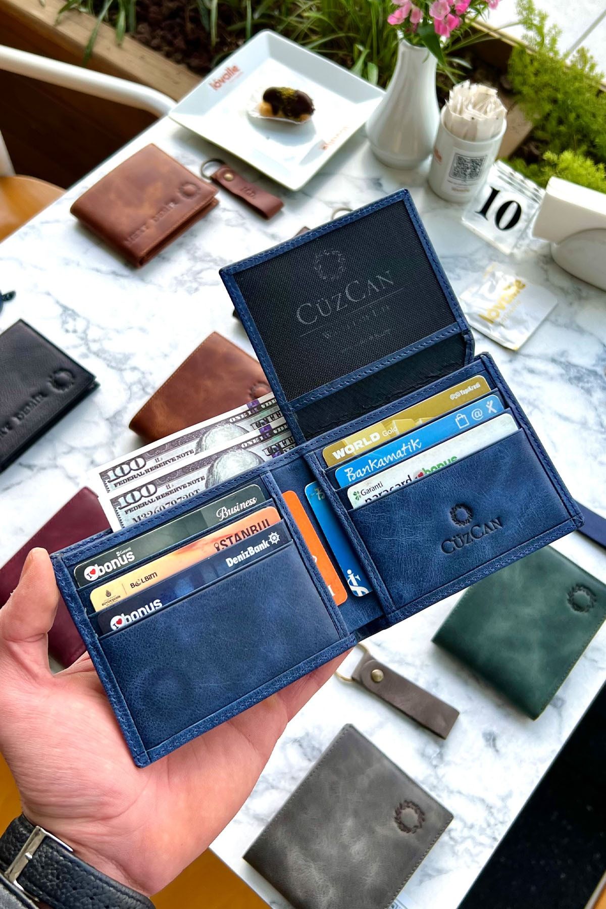 کیف پول مردانه NYC NAVIENT NAVY مردانه'S GENUINE چرمی CARD PLATE COMPASKED ارائه دهنده ویژه هدیه کلید اصلی CüzCan