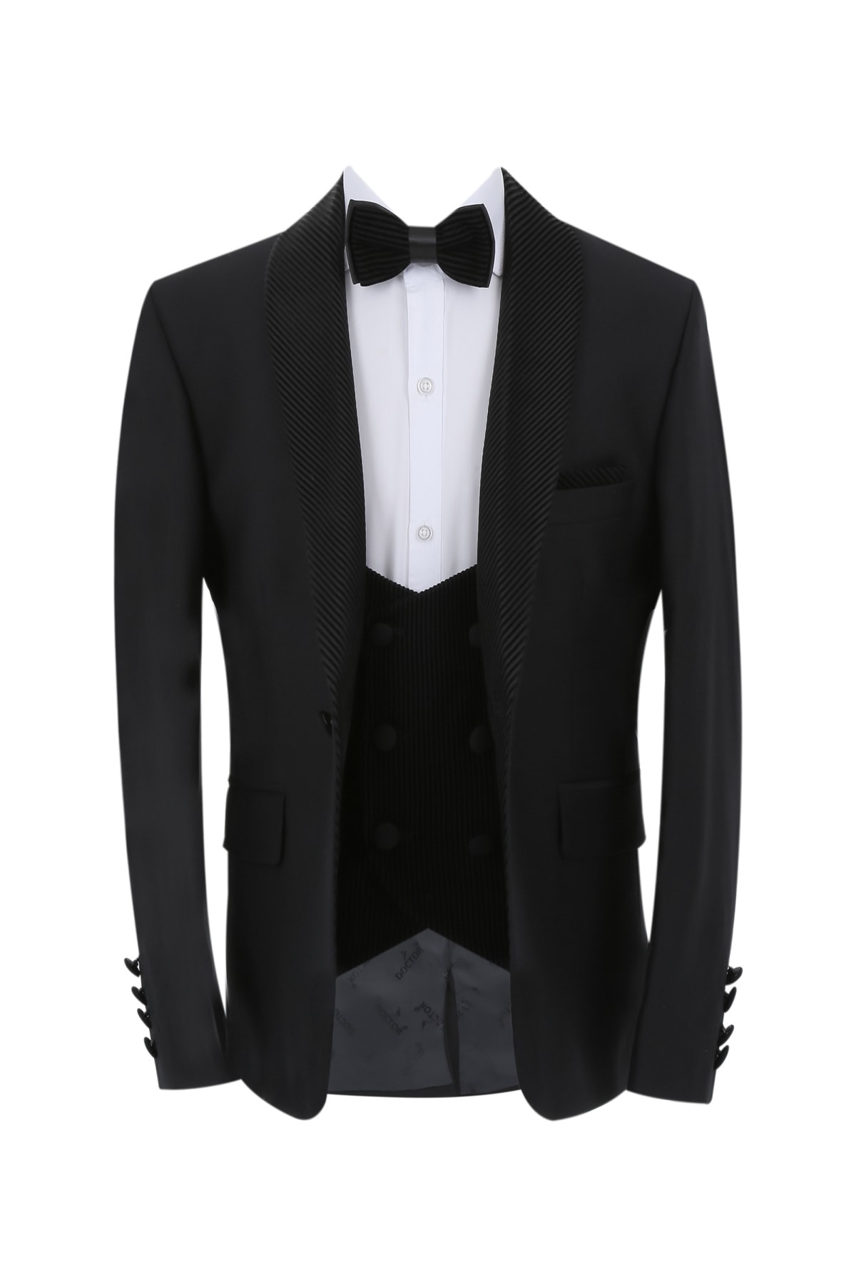  کت و شلوار سه تکه پسرانه یقه مخمل شالی