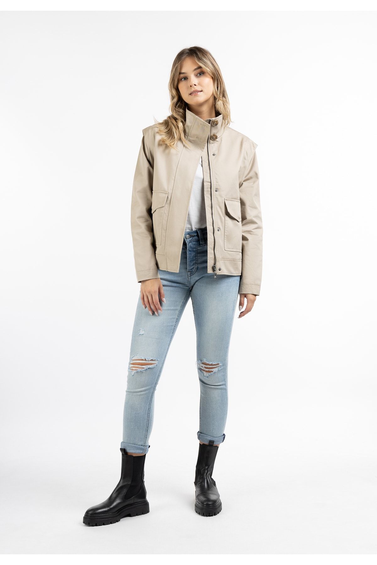 Dreimaster Jacke Beige Regular Fit Fast ausverkauft