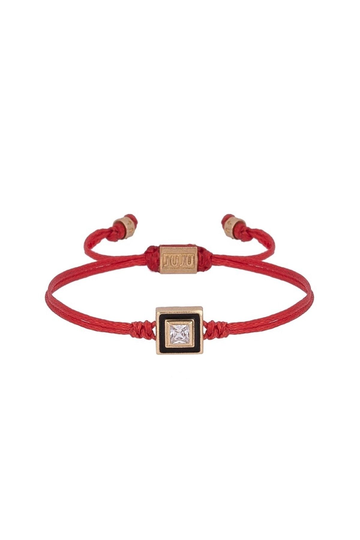 Juju-Black Enameled Red String Bracelet with Stones on the Middle 1