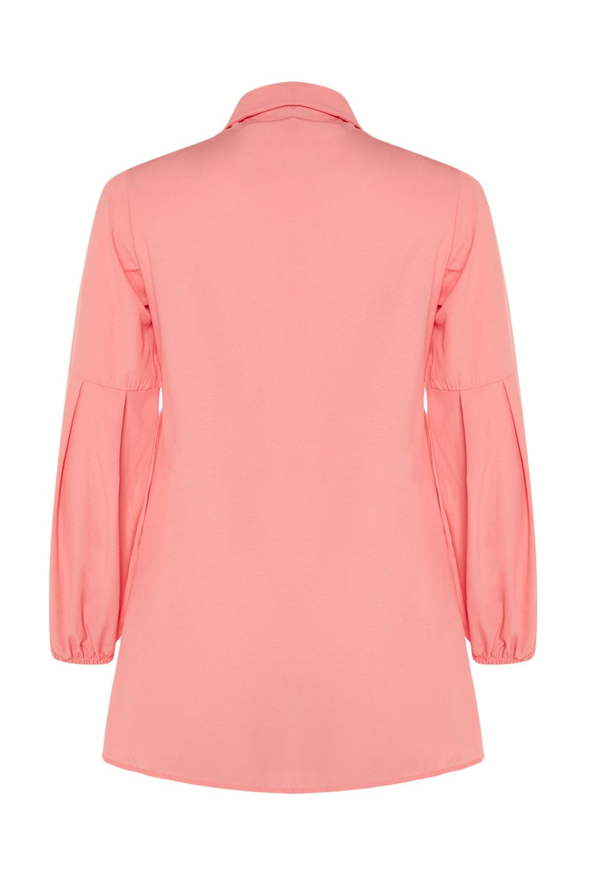 Trendyol Modest-Dried Rose Baby Collar Gathered Woven Cotton Tunic TCTSS23UK00088 10