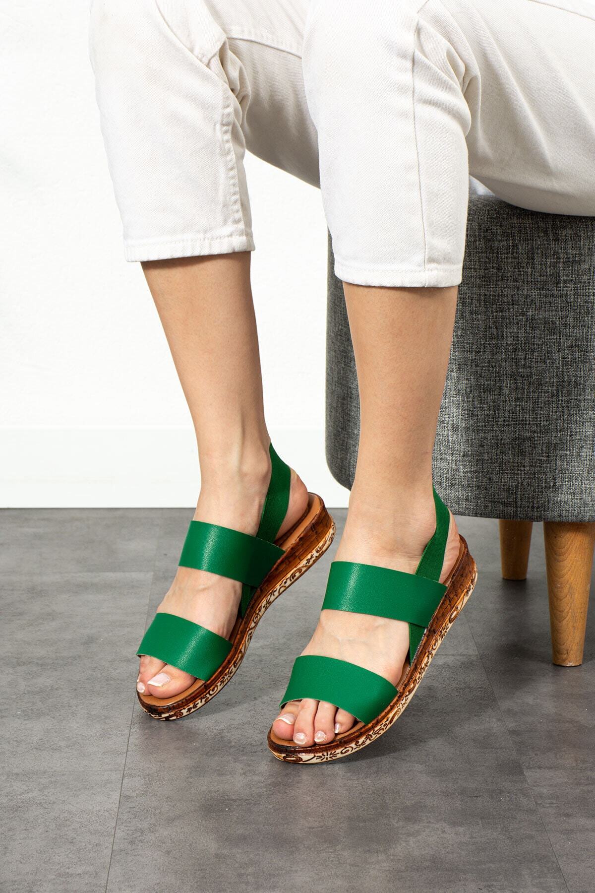 صندل زنانه سبز Ayax | 1616 اورجینال - تصویر 4