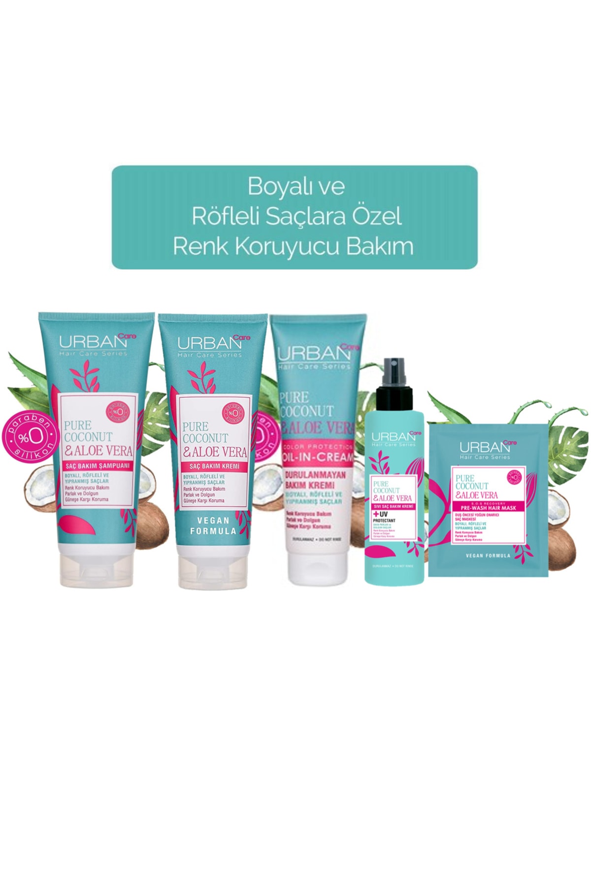 Urban Care Pure Coconut Aloe Vera Boyalı Röfleli Ve Yıpranmış Saçlar Bakım Seti — TYC00765853707