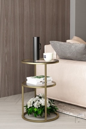 Evka Forever Sehpa Orta Raflı Gold