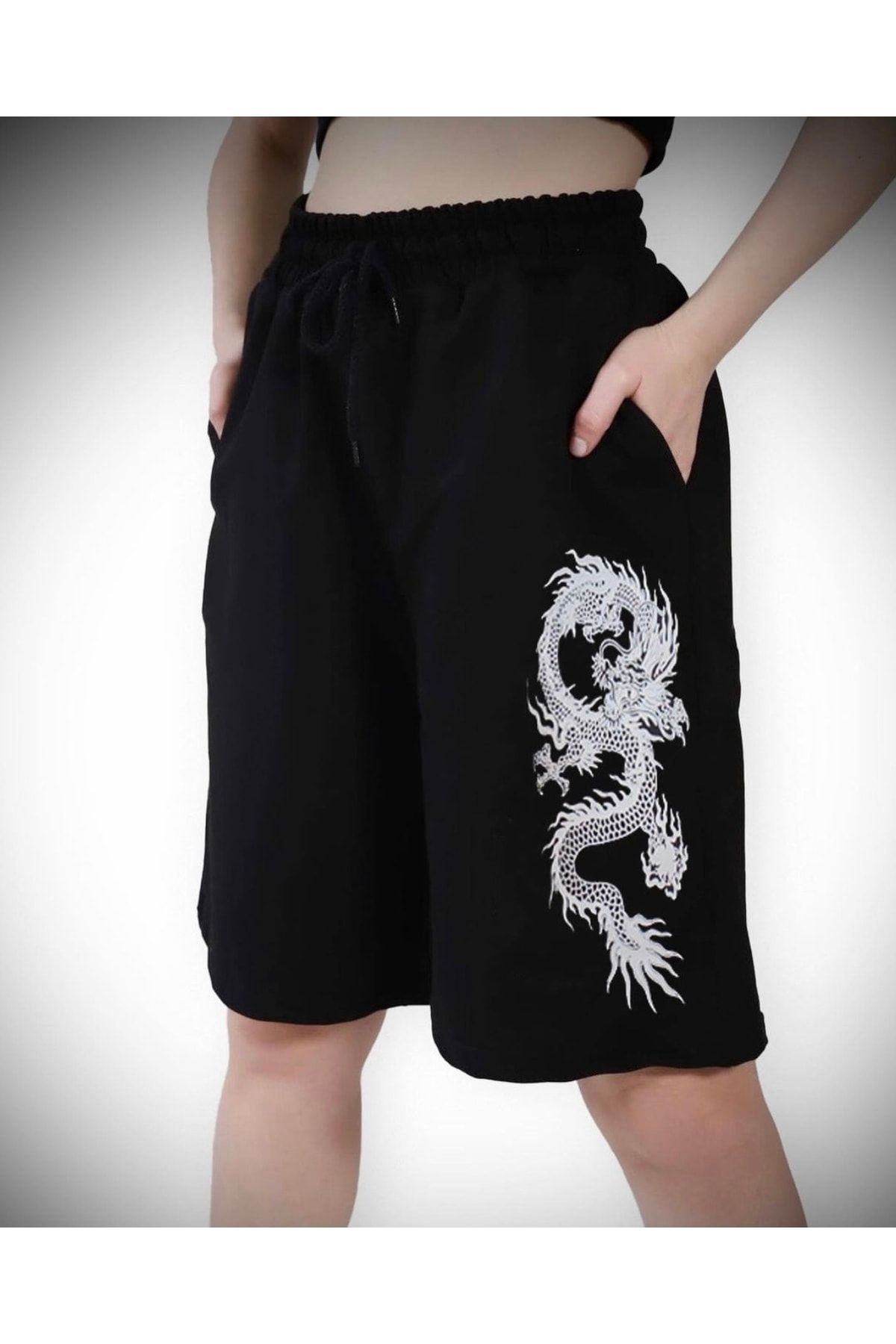 BE QUEEN Special Production Japanese Dragon Printed Sweat Wicking Knee Length Women s Bermuda Shorts