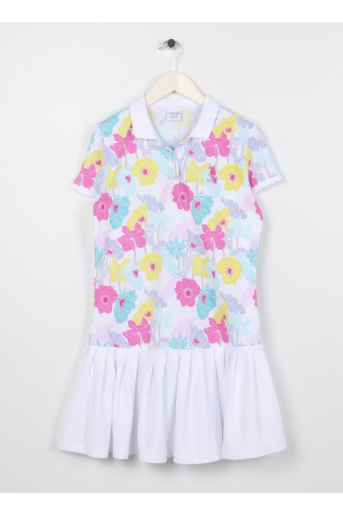 U.S. Polo Assn. Patterned White Girl s Standard Dress Pares Trendyol