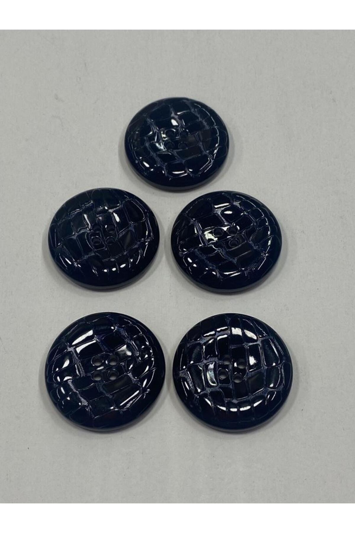 Patent Leather Button Coat Button Set of 5 3.5 Cm Navy Blue