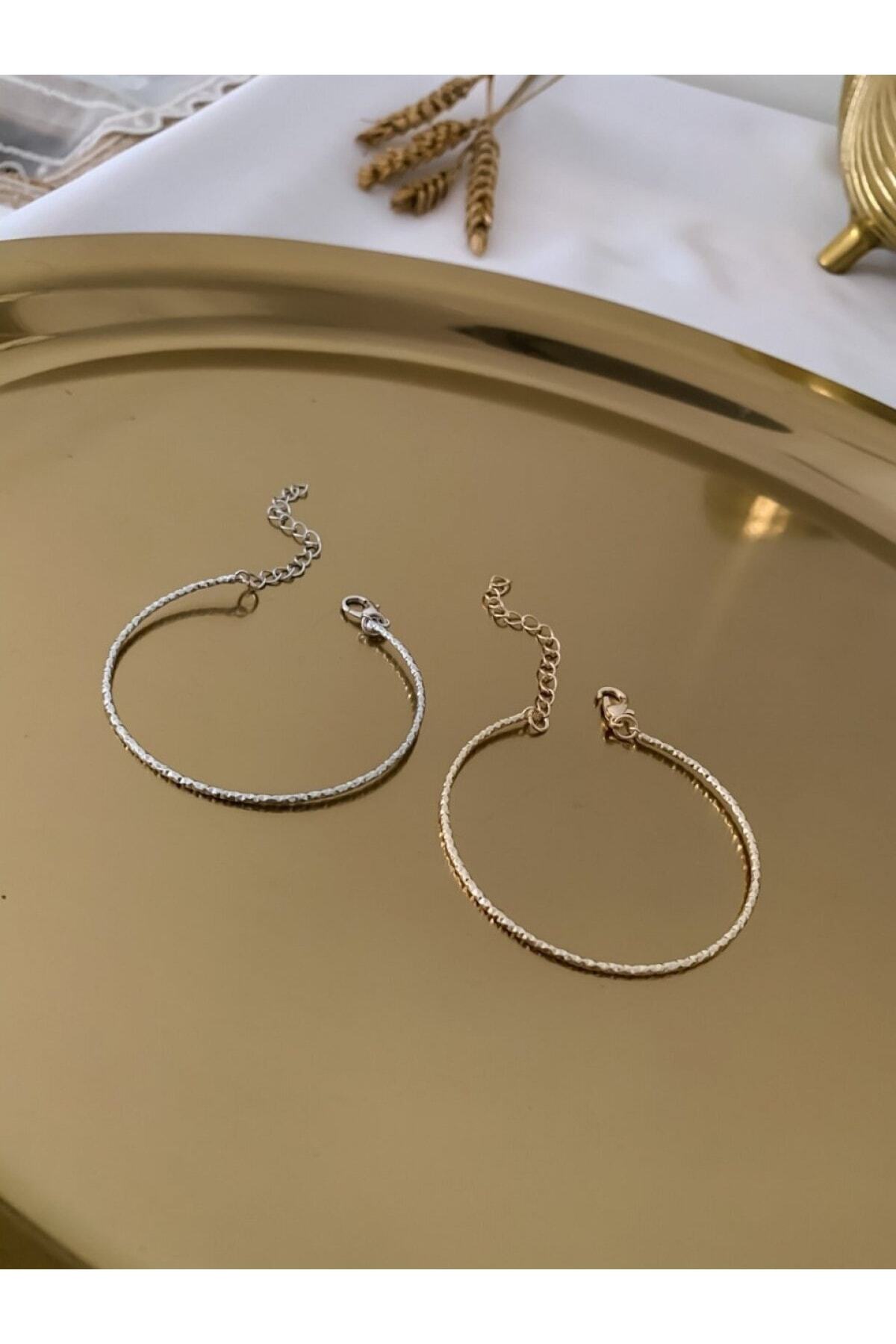 Gold Ince Tırtıklı Kelepçe Bileklik 3