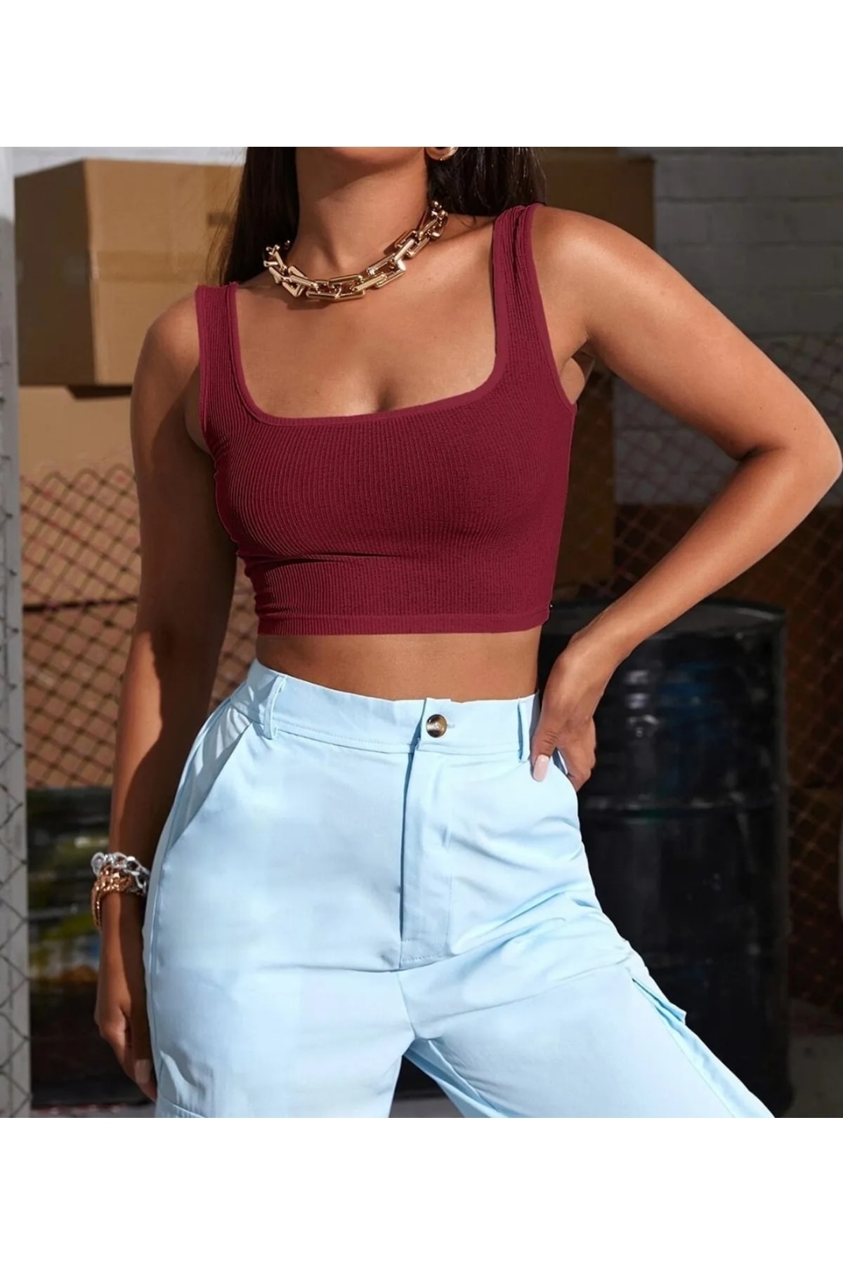 Women's Crop 100% Cotton Camisole Strap Crop Blouse