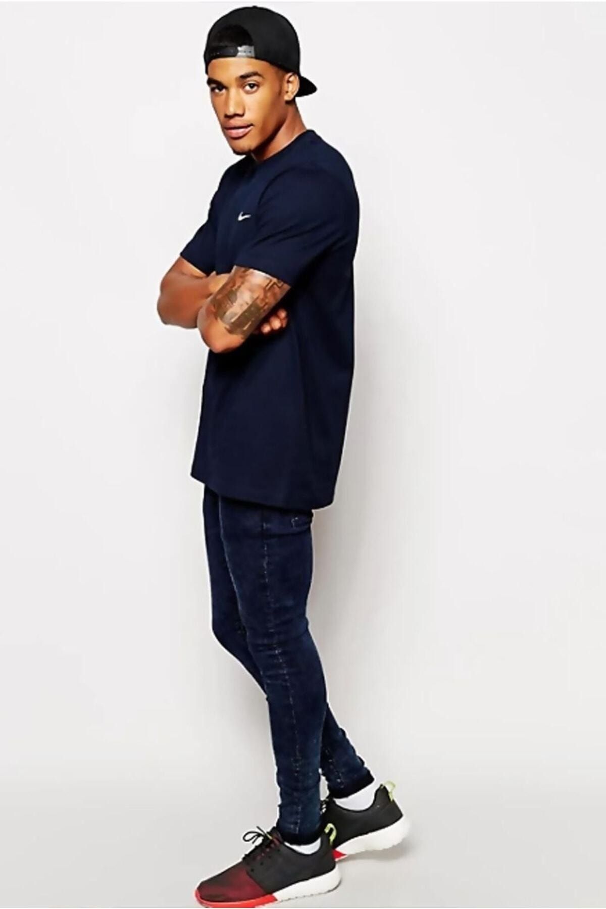 Nike Sportswear Basic Tee Cotton Unisex Navy Thin Summer Navy Blue