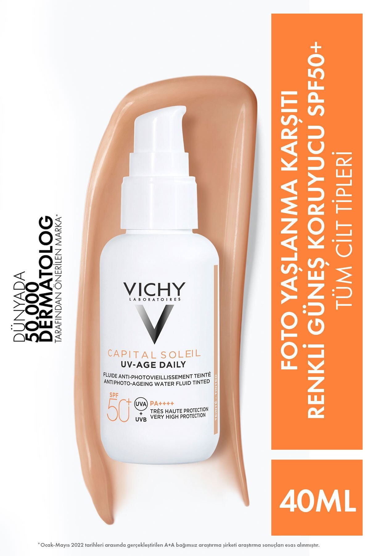 Vichy ضدآفتاب رنگی با بافت سبک Capital Soleil SPF 50 ضد پیری 40 میل