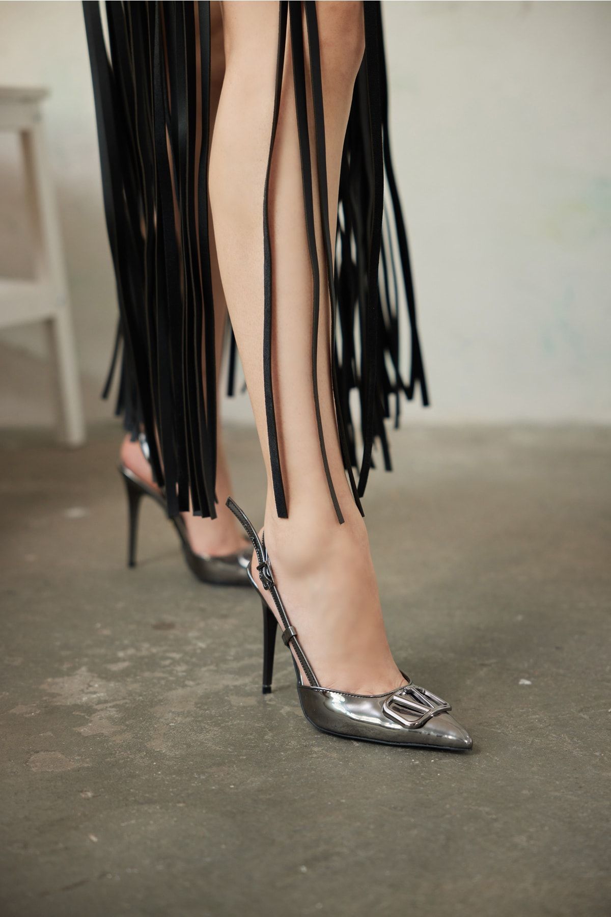 AYAKKABI PRENSİ-Liva Platinum Patent Leather 10 cm Γυναικείο στιλέτο, ψηλοτάκουνα παπούτσια 6