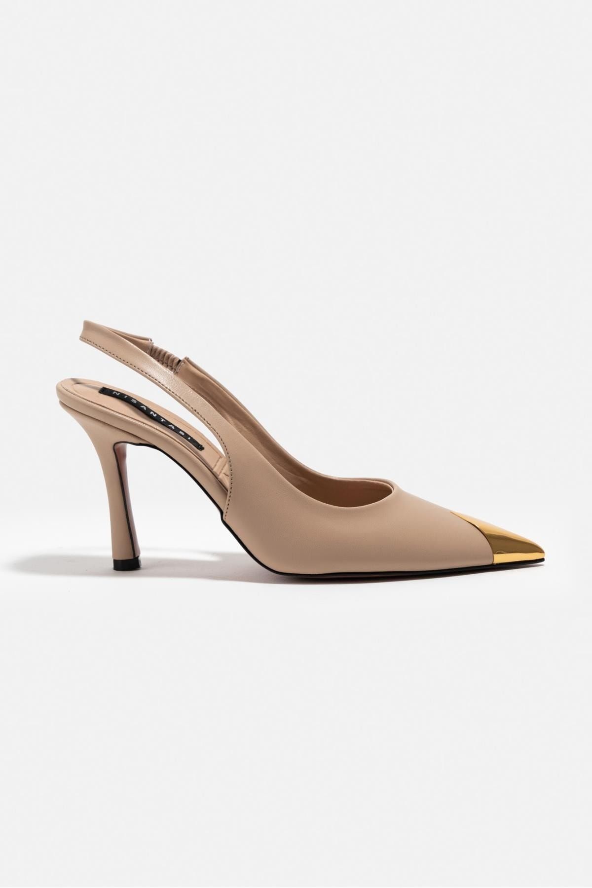 N ANTA I SHOES Nancy Dark Beige Matte Toe Metal Back Tied Women s