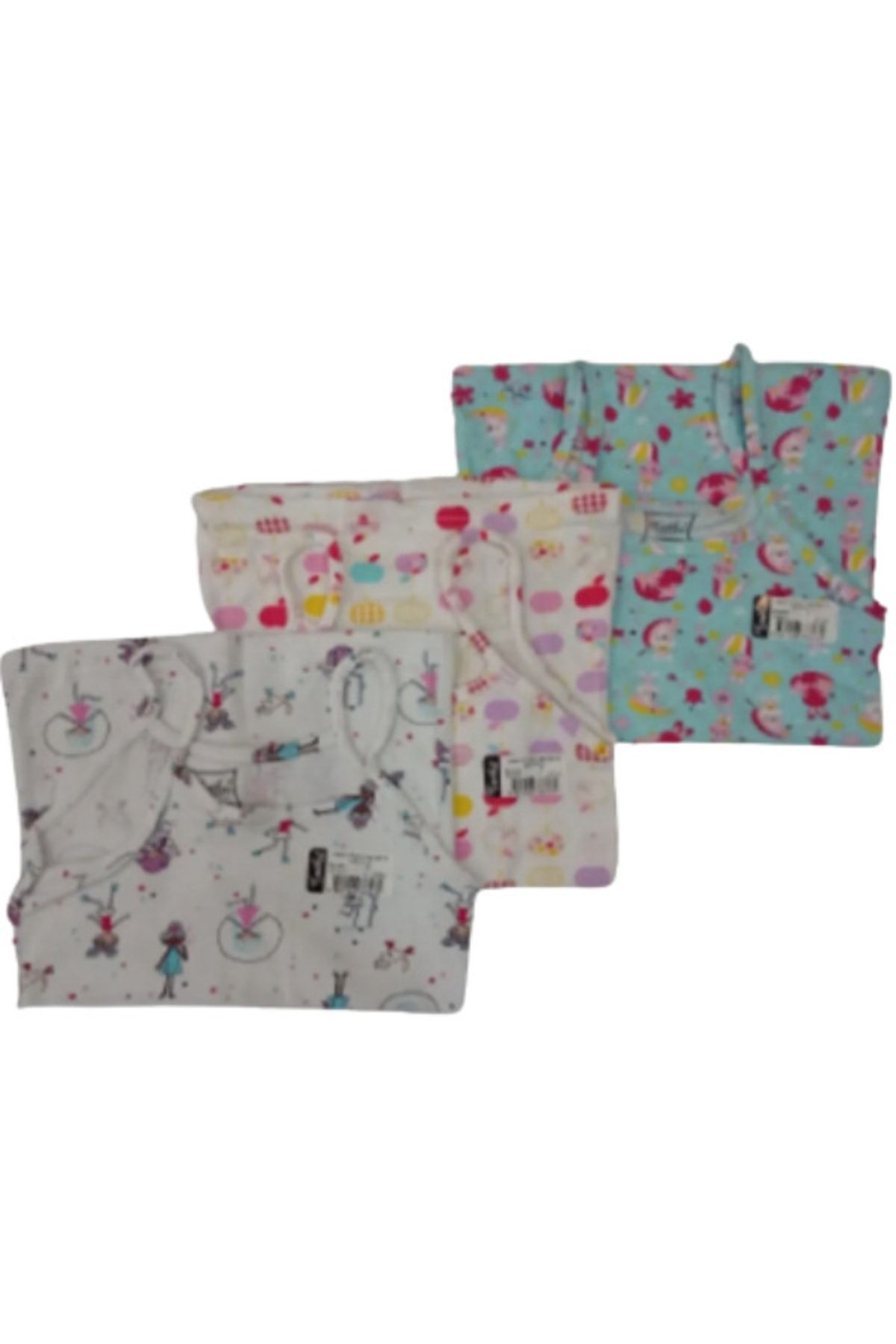Tutku-Girl's Colorful Patterned Elastane String Strap 6-Piece Undershirt 3