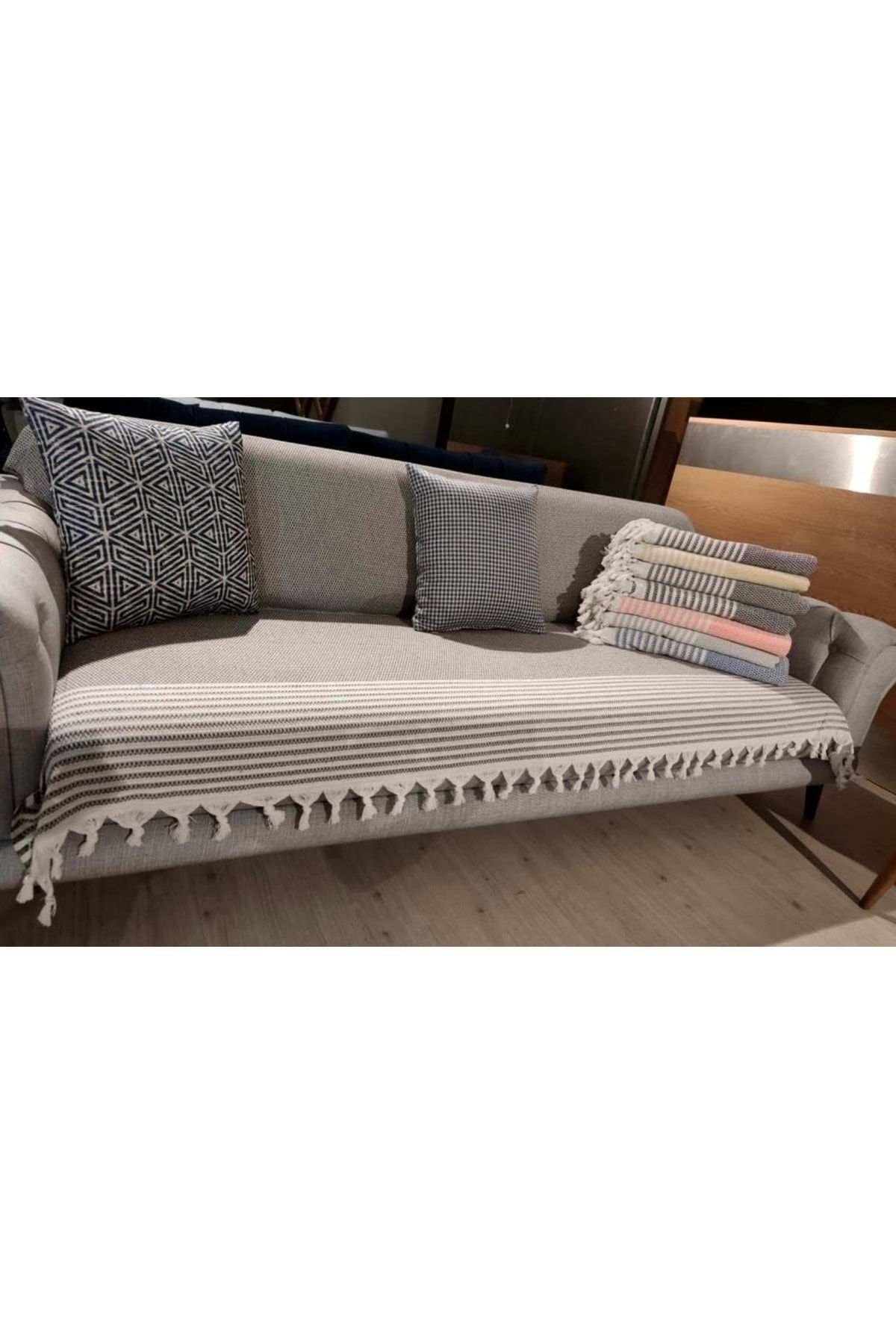 Mandaş Set De Huse Pentru Canapea Extensibilă Din Bumbac, Antiderapante, Împletită Cu Răchită 3 3 1 1 - Cafea Cu Lapte - One Size