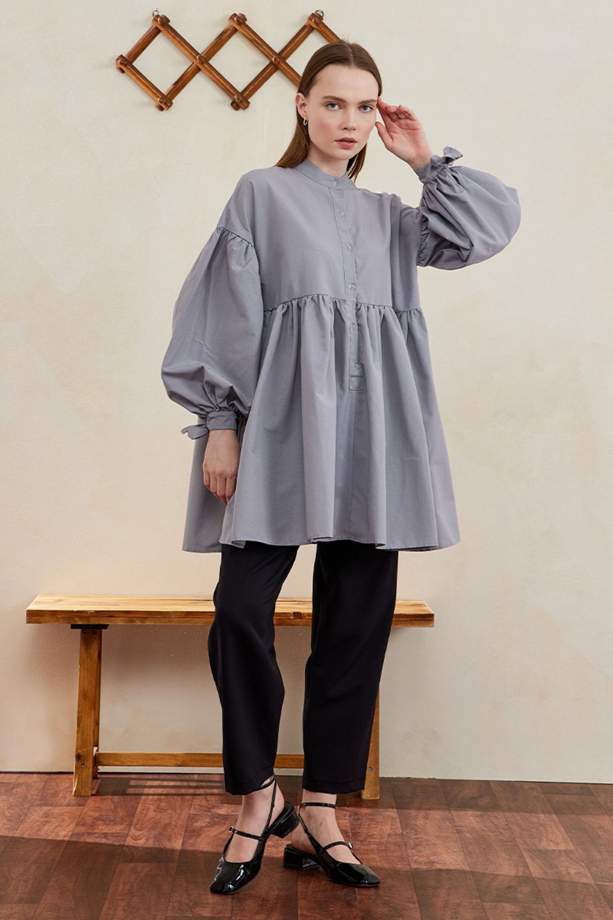 Ceylan Otantik-Buttoned Tied Robe Tunic 5