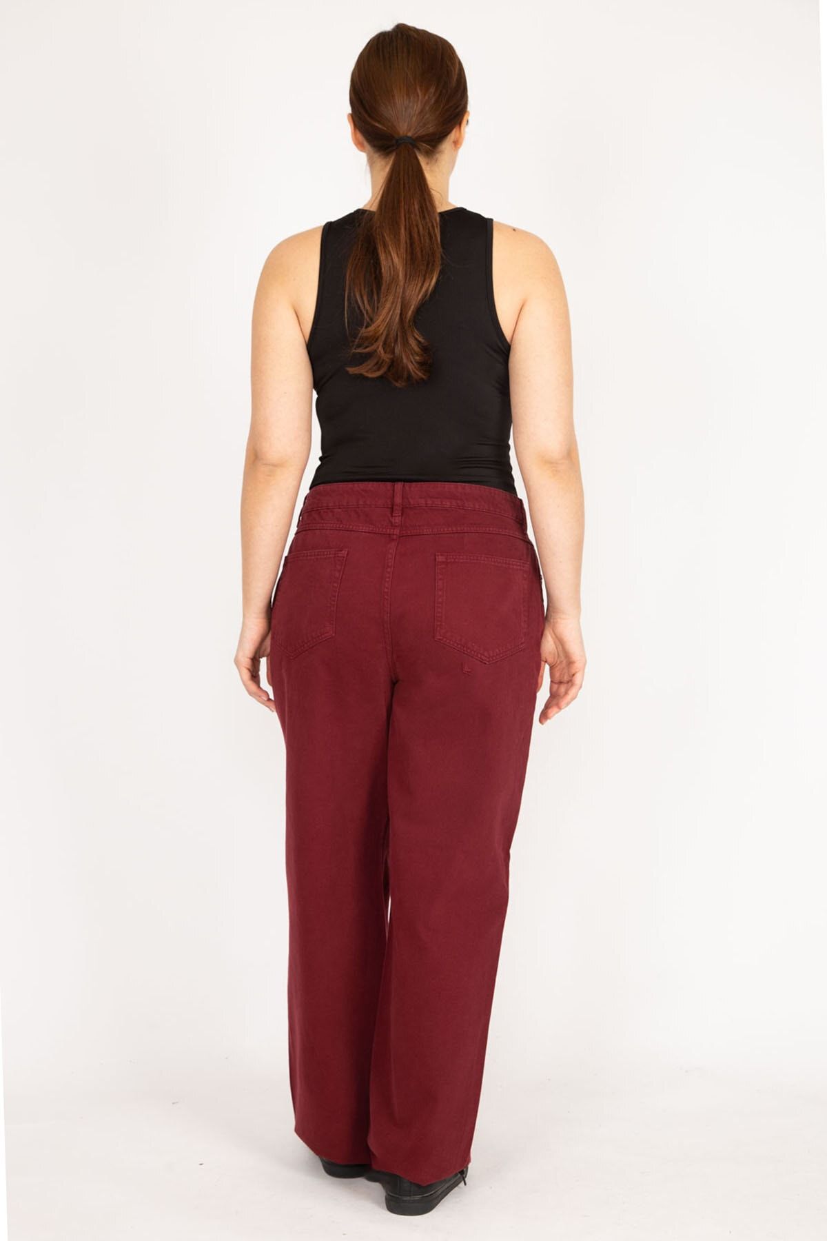 ans Women s Burgundy Plus Size 5 Pocket Jeans Trendyol