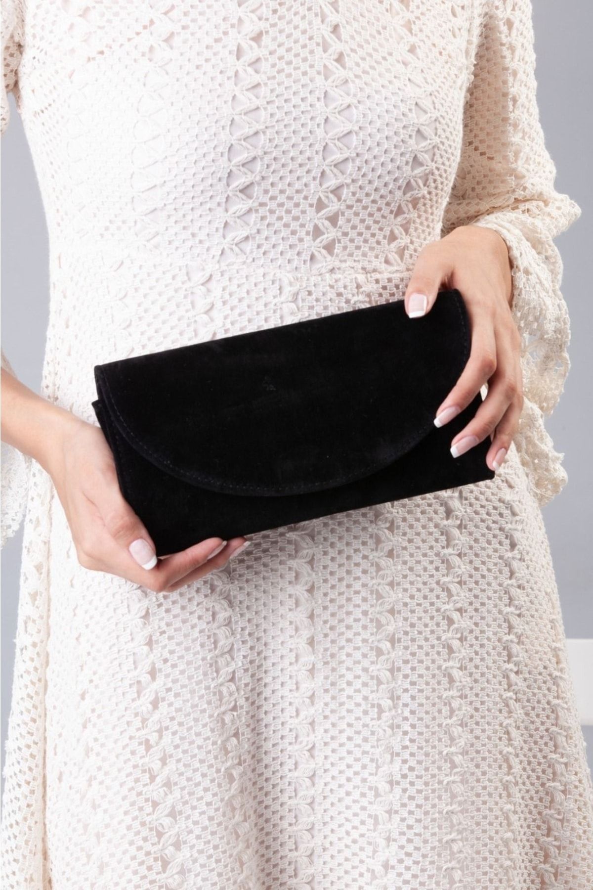 bibags Geanta De Seara Din Piele Intoarsa Neagra Femeie - One Size