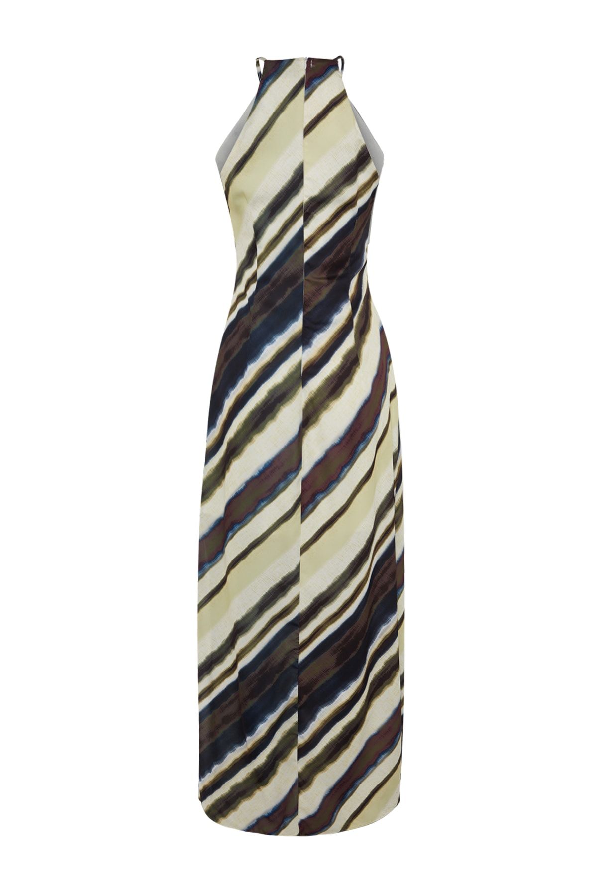 Trendyol Collection-Gewebtes Satin-Maxikleid – mehrfarbig, Batikmuster, gerader Schnitt, ärmellos und gefüttert – TWOSS23EL02238 8