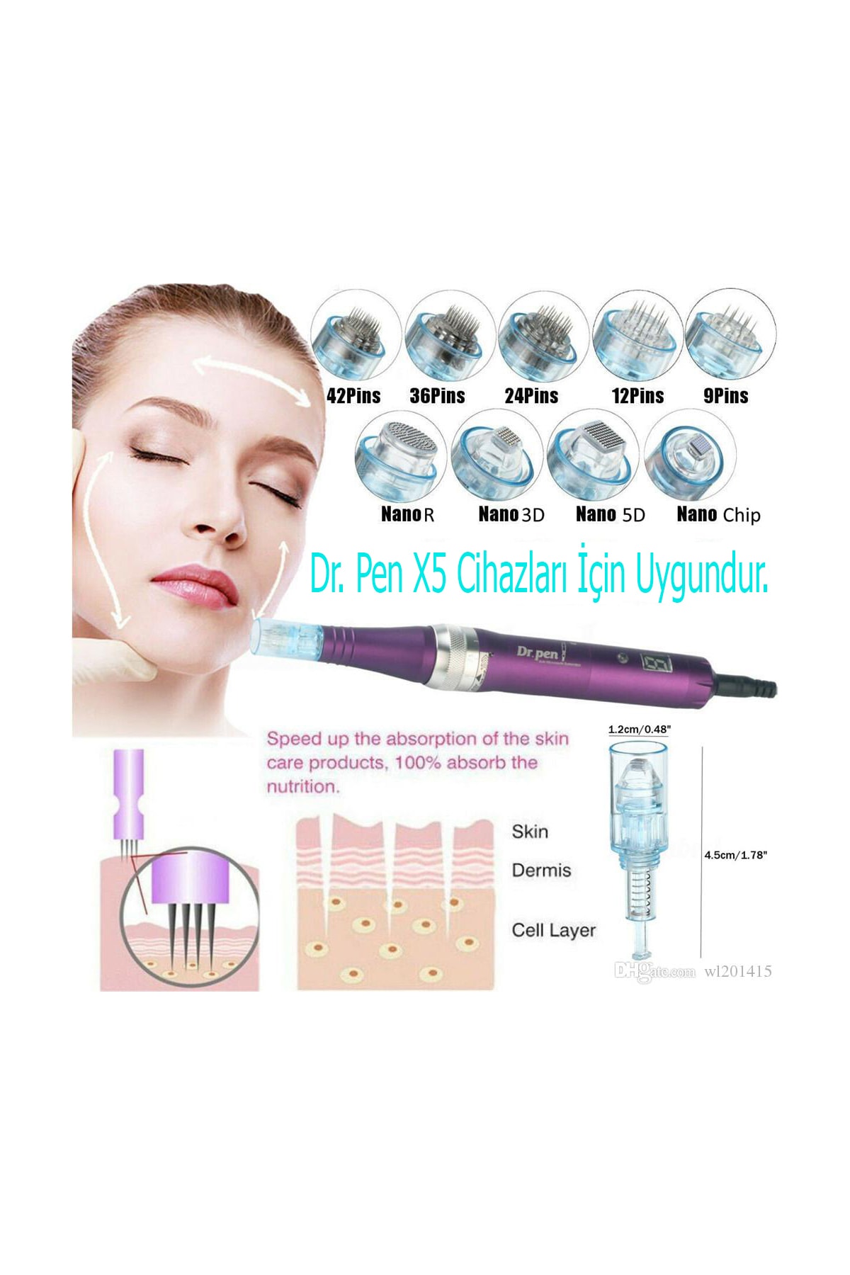 Dermapen Iğnesi Dr. Pen A6s - M8, M8-w Uyumlu 5d Nano Pin 10 Adet — eastmedicalx5d — تصویر 2 از 3