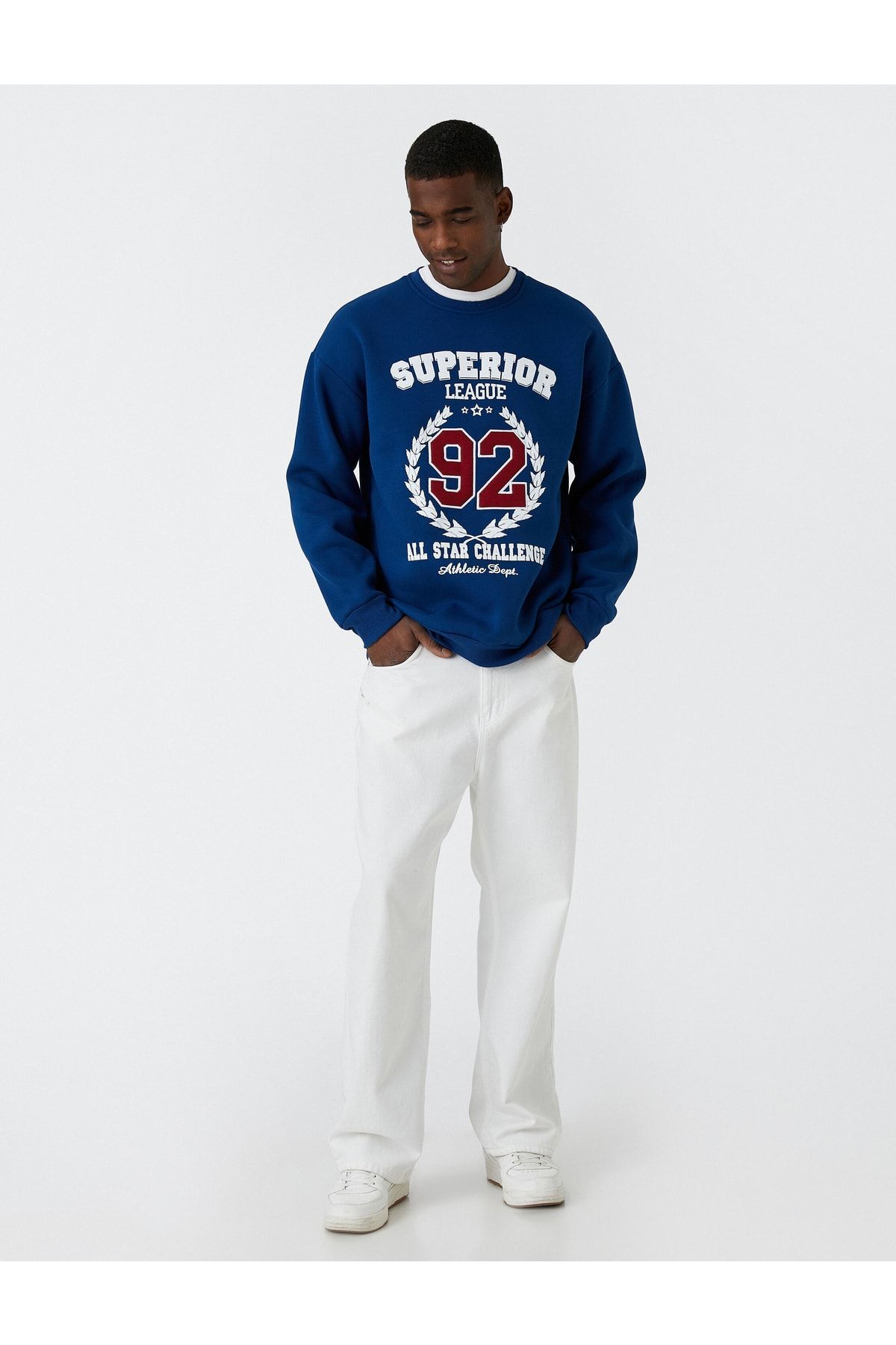 Koton Sweatshirt Dunkelblau Relaxed Fit Fast ausverkauft