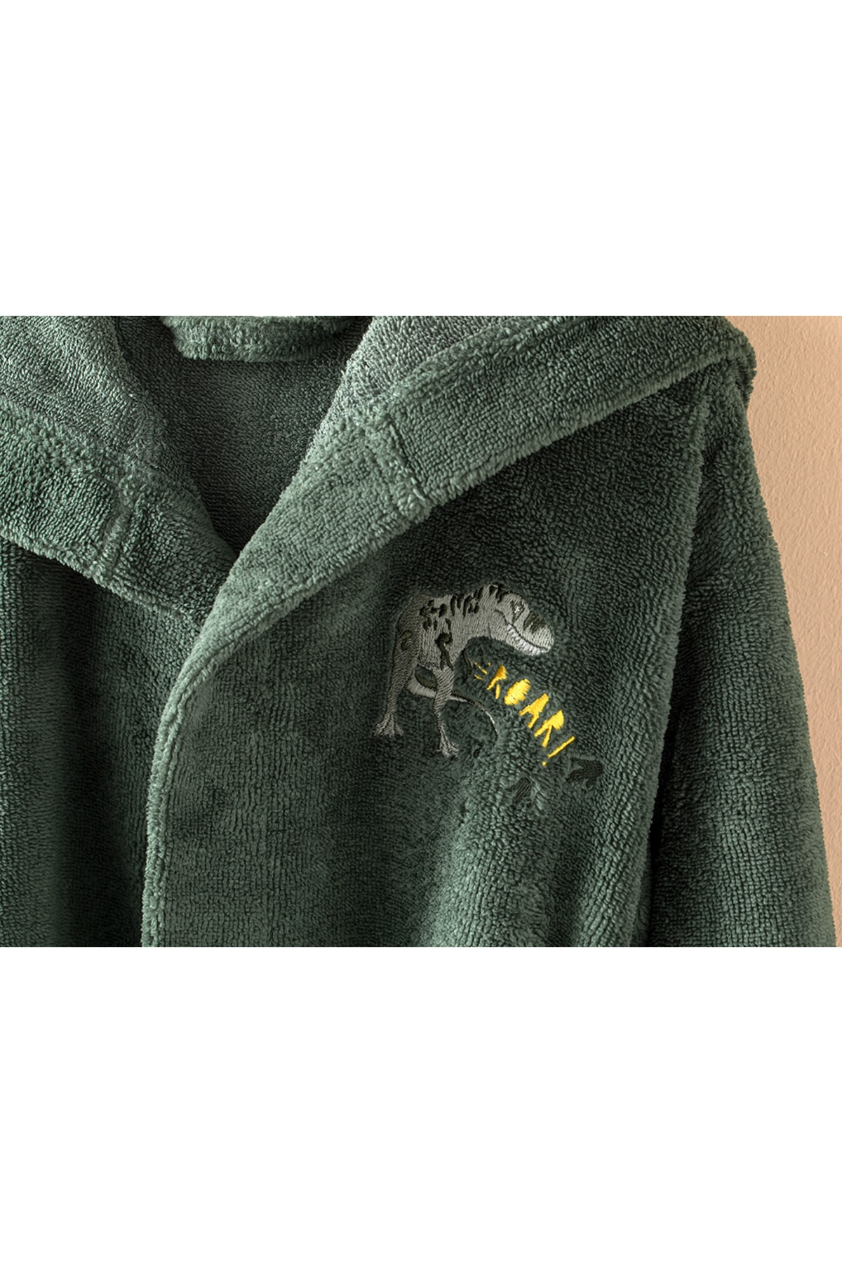 English Home Dinosaurs World Triga Nakışlı Çocuk Bornoz 8-10 Yaş Yeşil fotoğrafı 3 (önizleme)