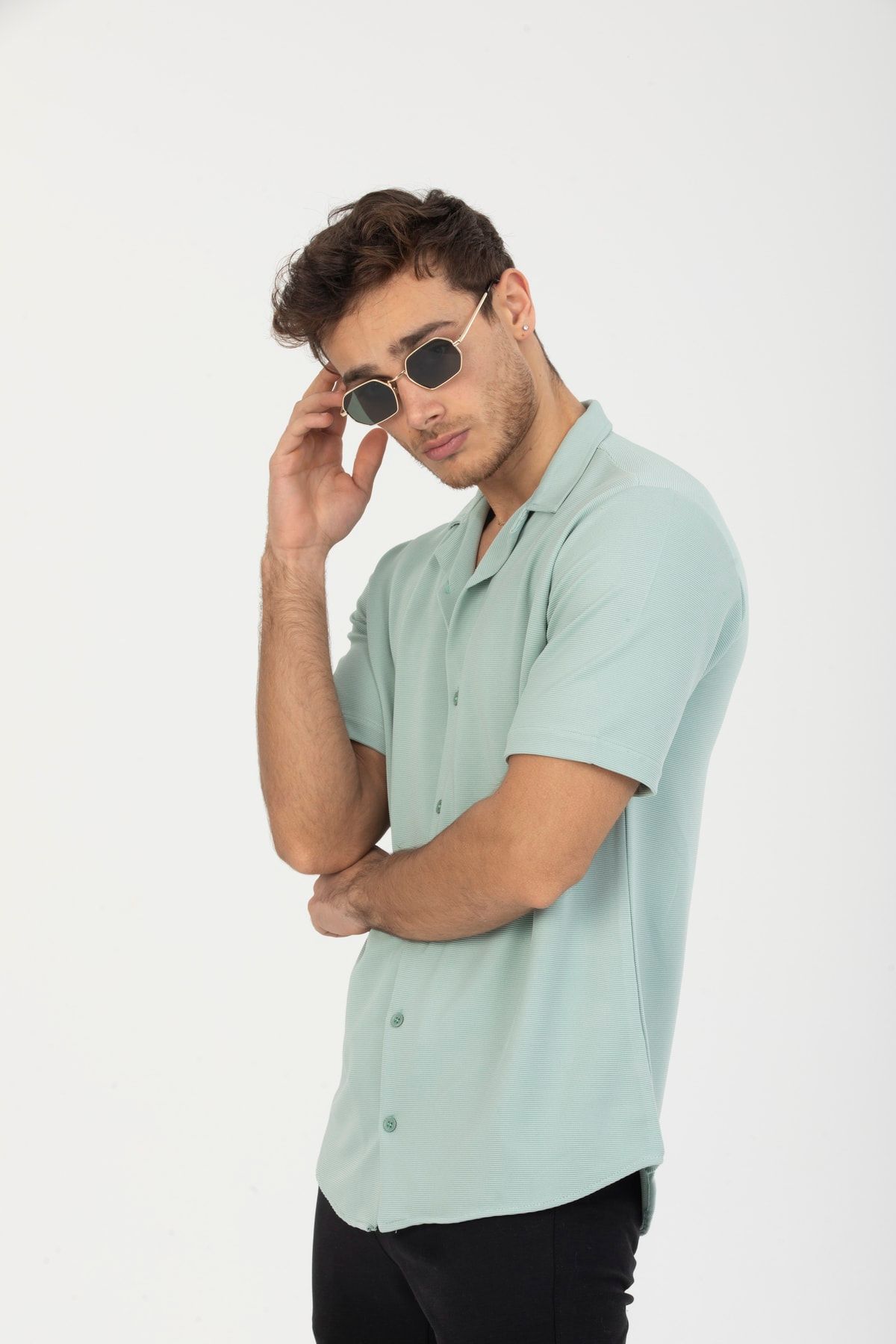 coder-Mint Green Regular Fit Short Sleeve Men's Shirt 2