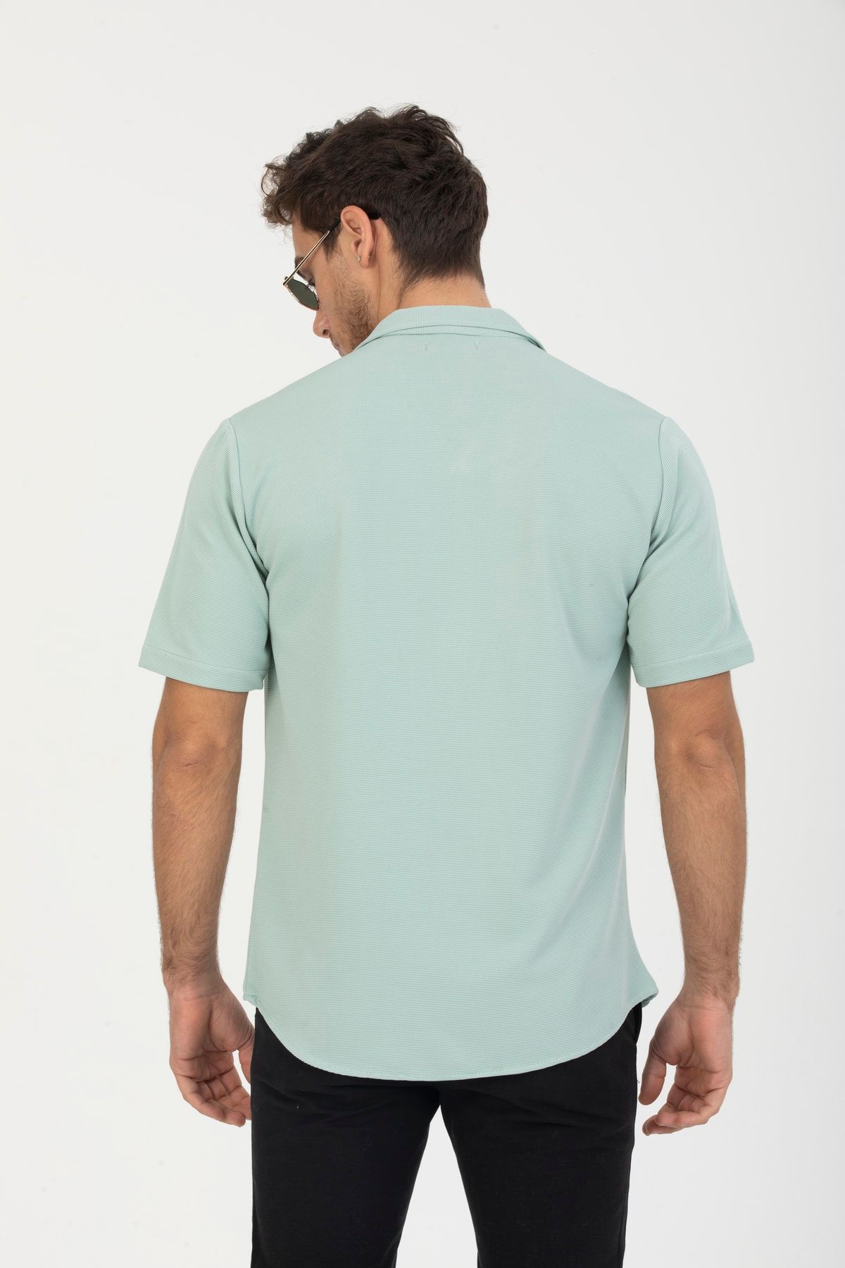 coder-Mint Green Regular Fit Short Sleeve Men's Shirt 5