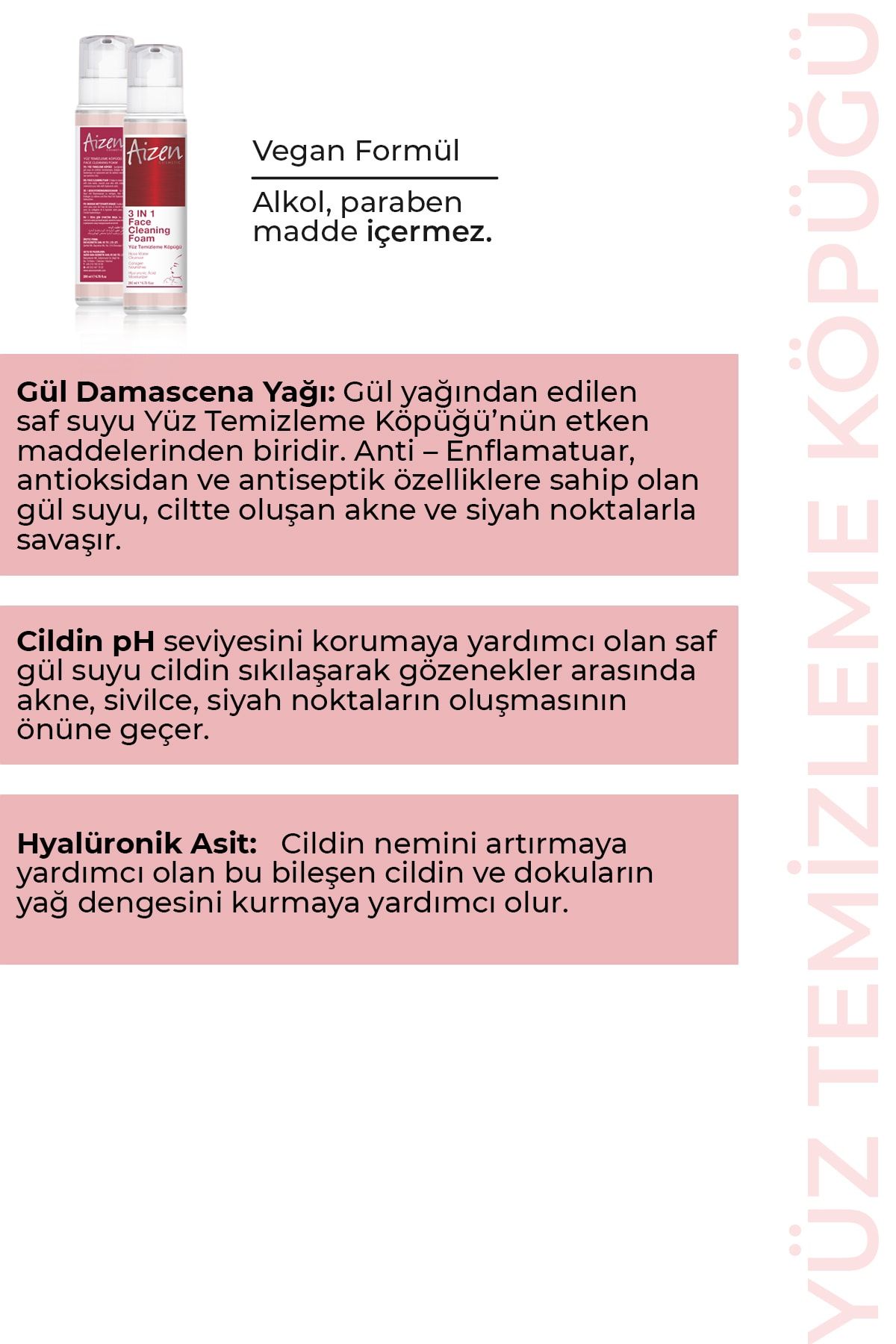 Aizen-3in1 Face Cleansing Foam - Moisturizing - Nourishing - Sensitive Skin - 200ml 3
