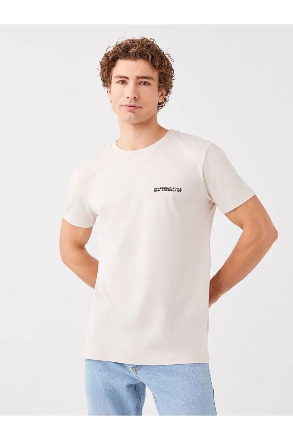 LC Waikiki T-Shirt Beige Regular Fit Fast ausverkauft