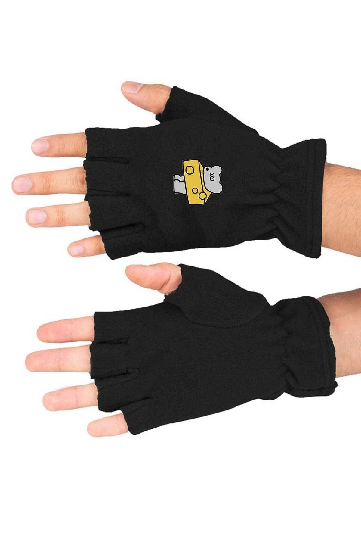 herotasarım Mănuși De Lână Cu Imprimeu Winter Mouse Cheese - Bll3502 Unisex - Single Dimension
