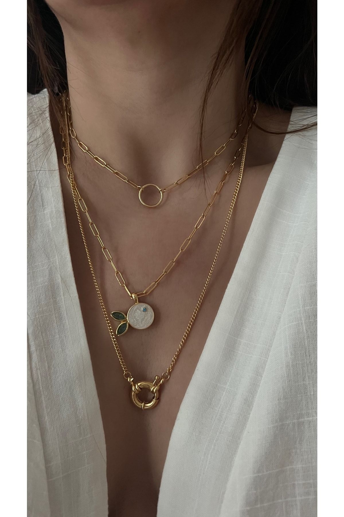 Layered necklace set top gold