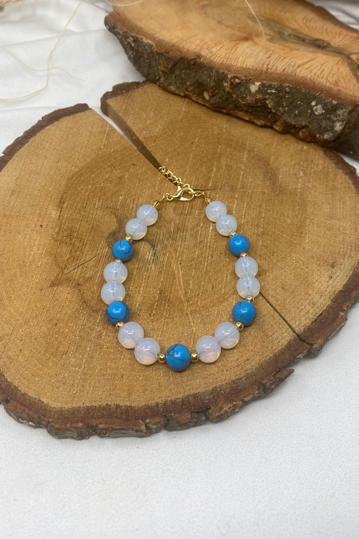 Suerte Accessories-Moon Stone and Fluose Natural Stone Gold Accessory Handmade Special Design Natural Stone Bracelet 4