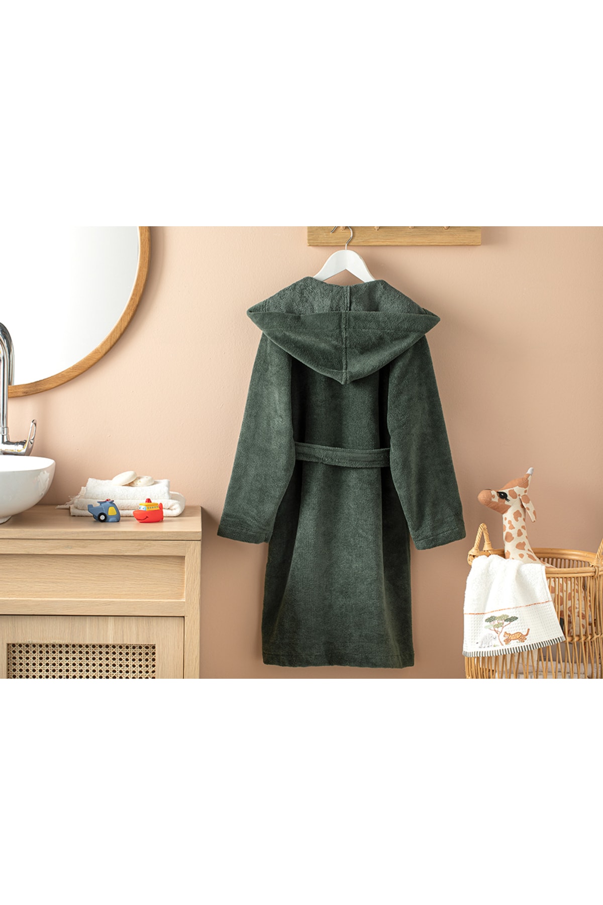 English Home Dinosaurs World Triga Nakışlı Çocuk Bornoz 8-10 Yaş Yeşil fotoğrafı 2 (önizleme)