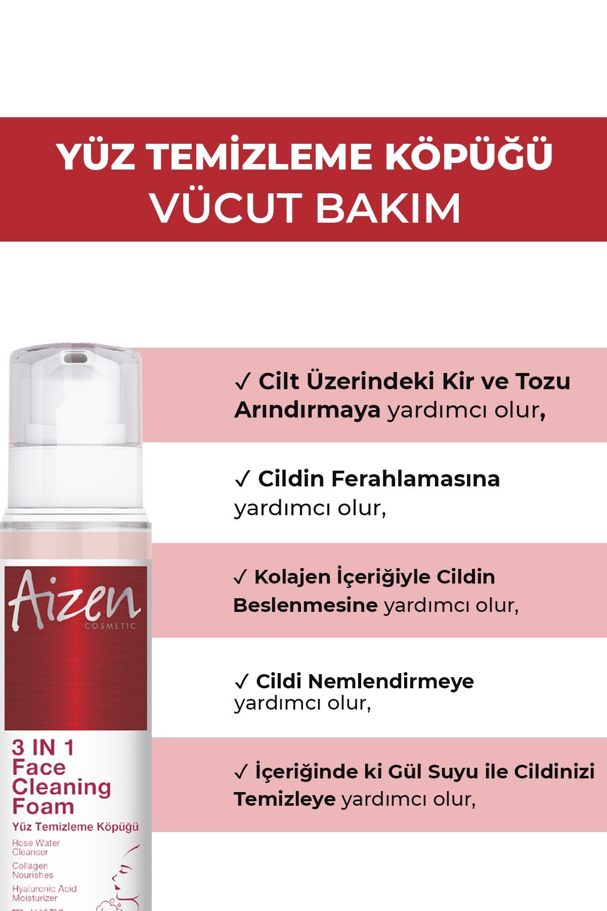 Aizen-3in1 Face Cleansing Foam - Moisturizing - Nourishing - Sensitive Skin - 200ml 2