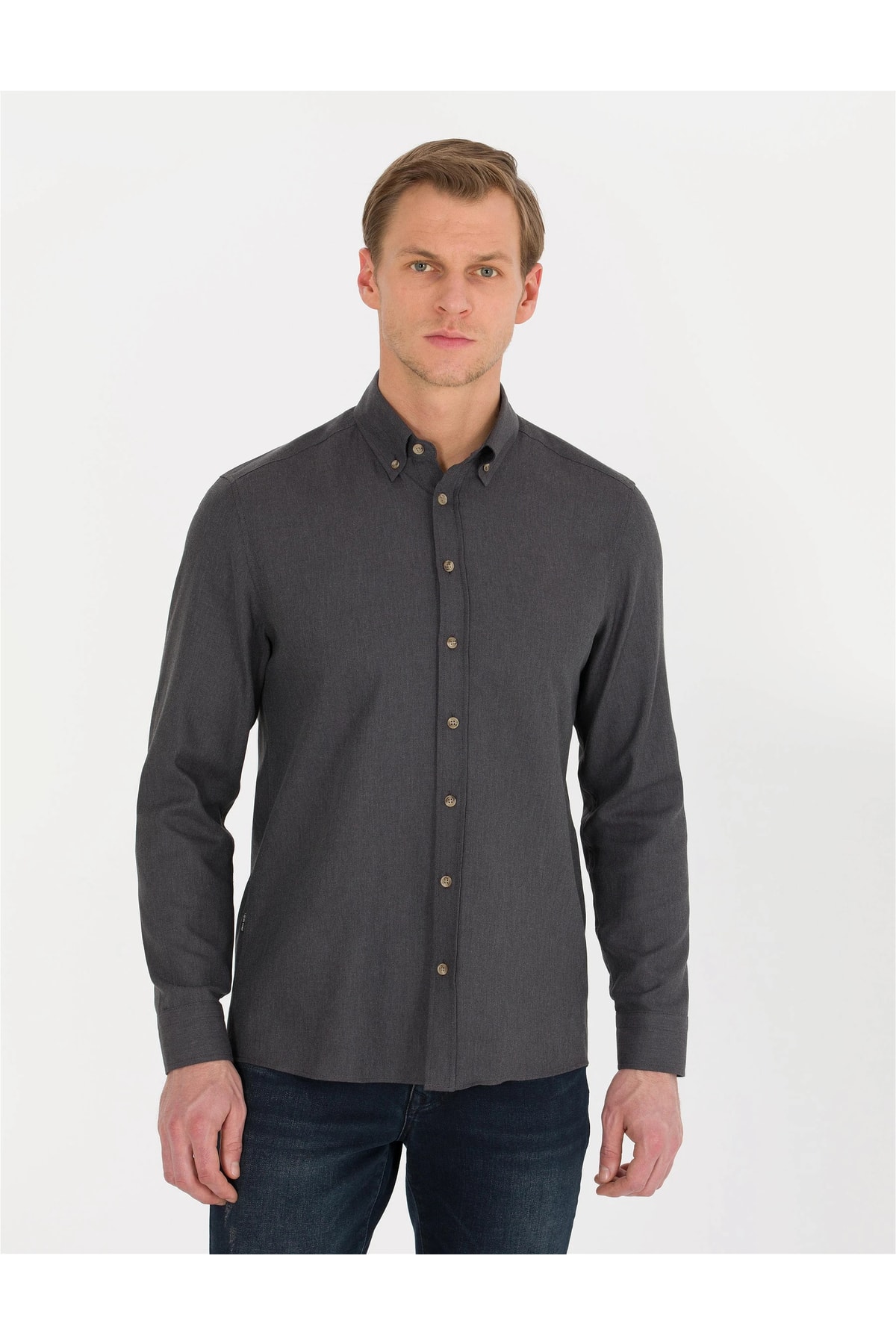 پیراهن پیر کاردین مردانه پنبه-پلی استر خاکستری  راسته Slim Fit/اسلیم فیت    Slim/اسلیم فیت Trend / ترند | Pierre Cardin G021GL004.000.1549763 TR - تصویر 2