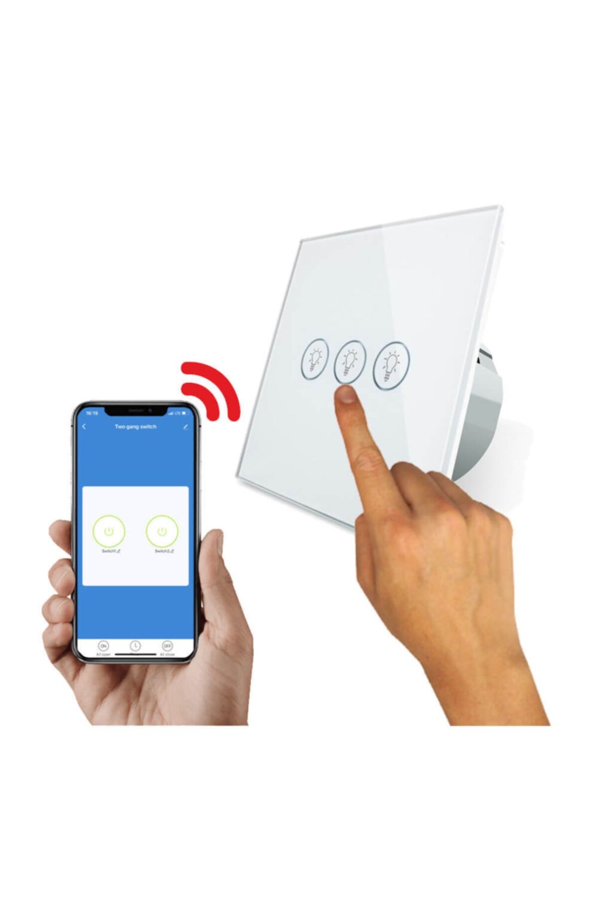 ALPSMART-Alp Smart As-873Eu Touch Triple Wi-Fi Smart Wall Switch 3