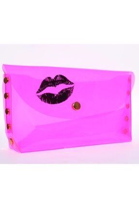 Mi Sueno Kadin Dudak Baskili Pembe Seffaf Makyaj Cantasi Kalemlik Kucuk Boy Boyut 16 X 11 X 5 Trendyol